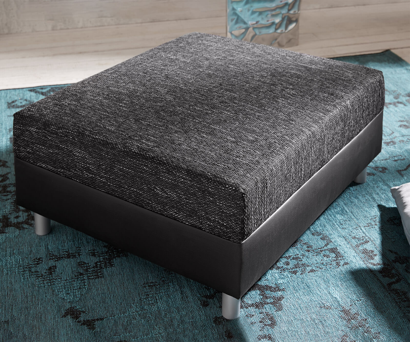 Tabouret Clovis L98 x P83 module noir imitation cuir 1