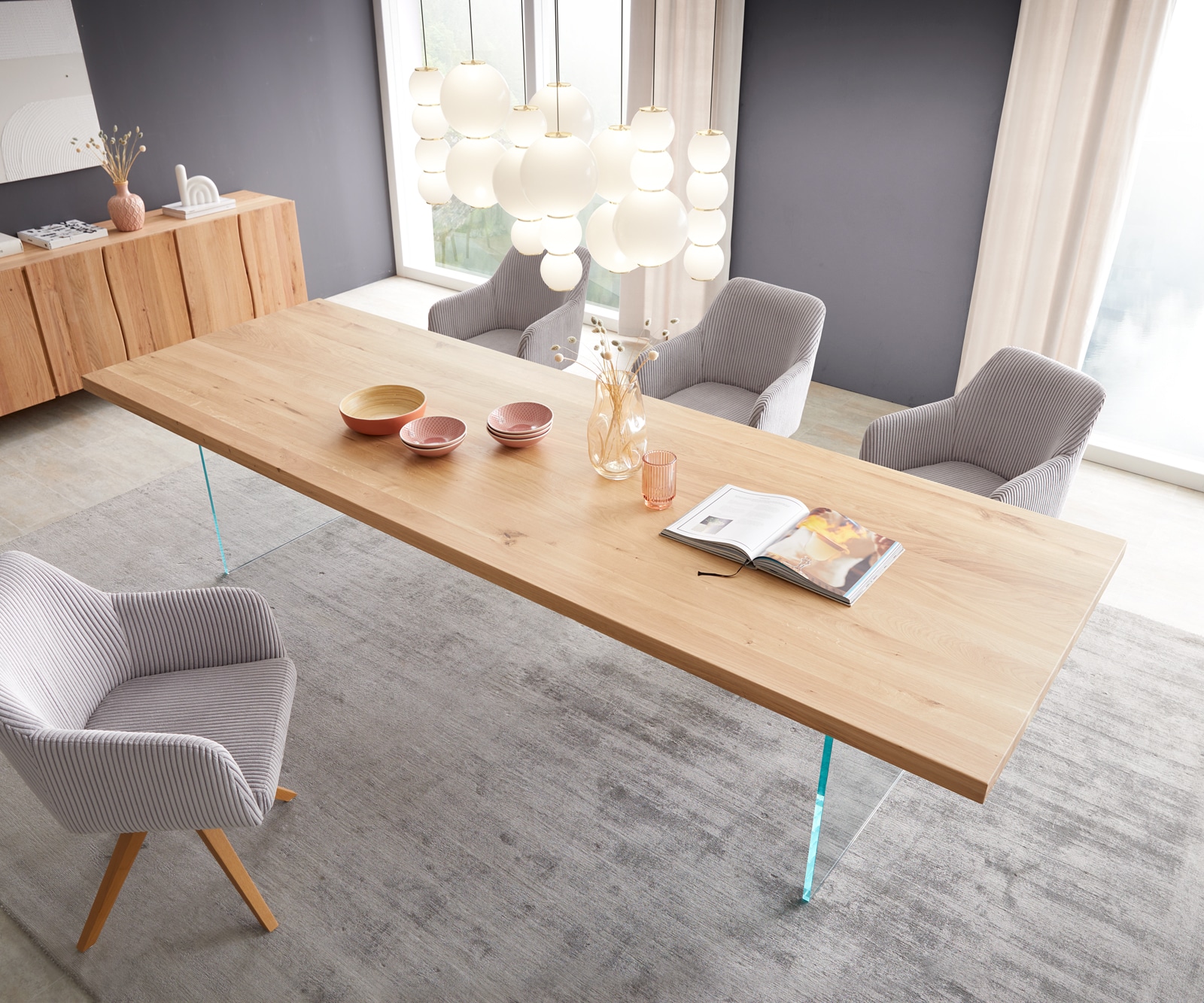 Esstisch Edge 300x100 Eiche Natur Glas 3 Esstisch Edge 300x100 Eiche Natur Glas 3