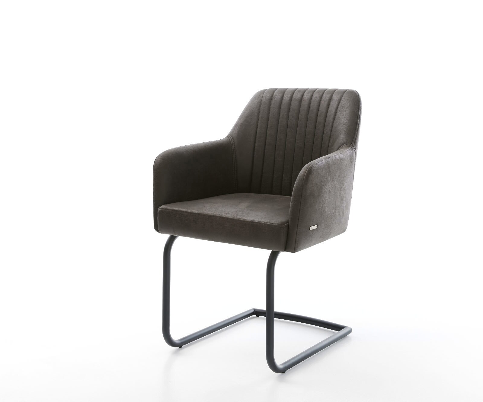 Cantilever Greg-Flex microvelours anthracite vintage pied cantilever rond noir ressorts ensachés 1