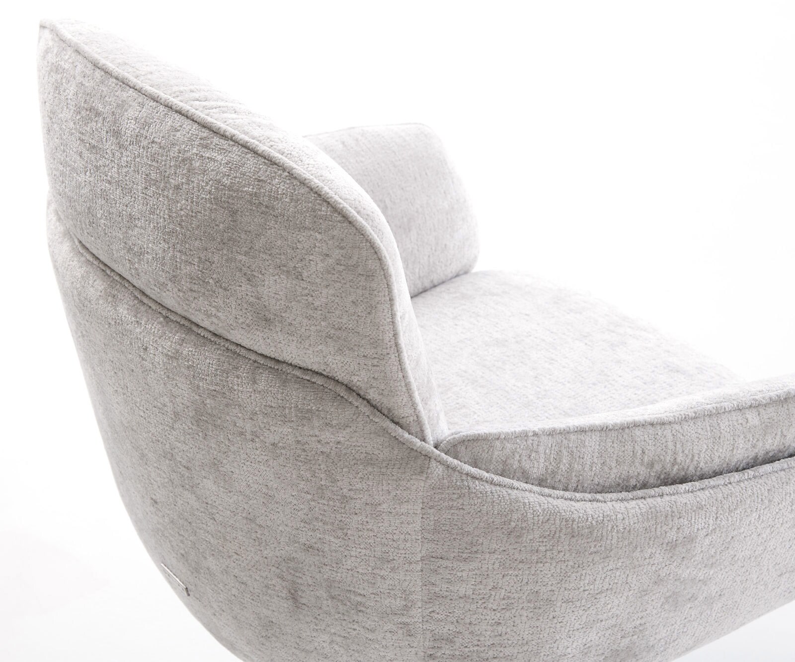 Chaise-pivotante Luan-Flex avec accoudoirs chenille gris argenté pied de chaise 4 branches acier inoxydable brossé pivotement sur 360° fonction bascule 3