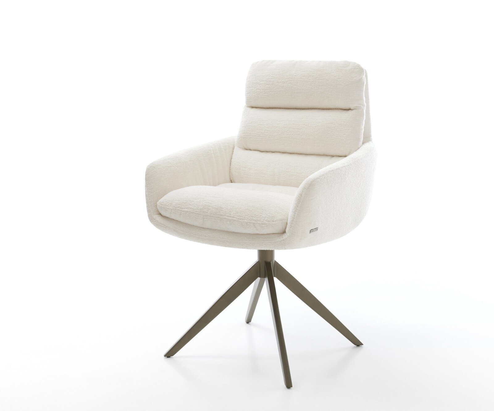 Drehstuhl Abelia-Flex mit Armlehnen Bouclé Soft Beige Kreuzgestell breit Effektfinish Titan 360° drehbar Wippfunktion 1