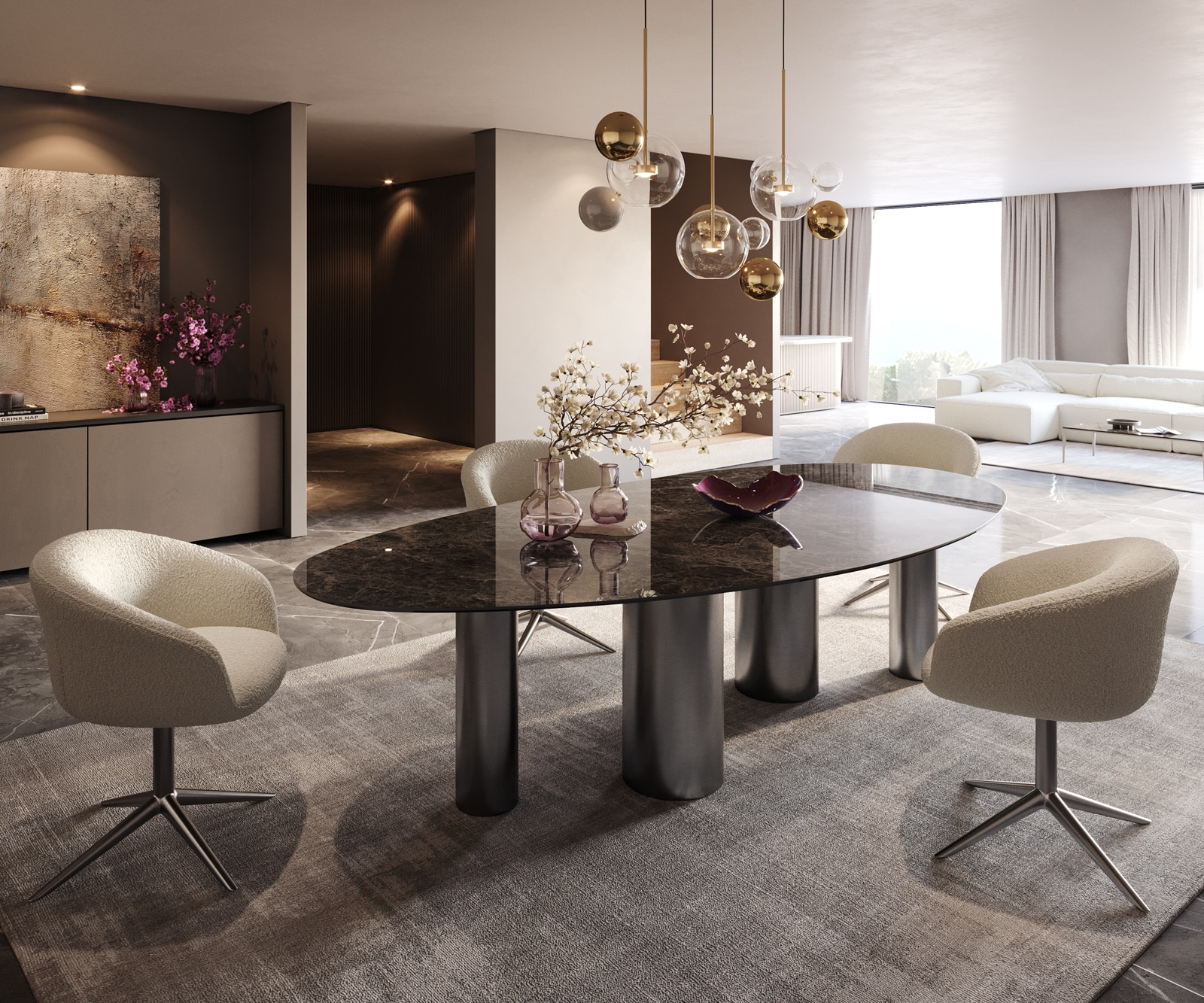 Esstisch Edge Oval 280x130 Keramik Laminam®Emperador Extra Lucidato Dunkelbraun Pilier Edelstahl Graphit 5 Esstisch Edge Oval 280x130 Keramik Laminam®Emperador Extra Lucidato Dunkelbraun Pilier Edelstahl Graphit 5