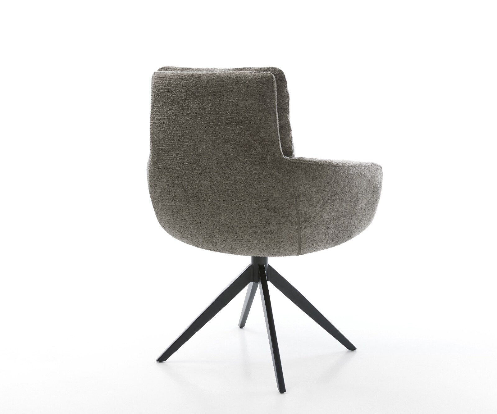 Chaise-pivotante Abelia-Flex avec accoudoirs bouclé doux couleur boue pied croisé large noir pivotement sur 360° fonction bascule 4