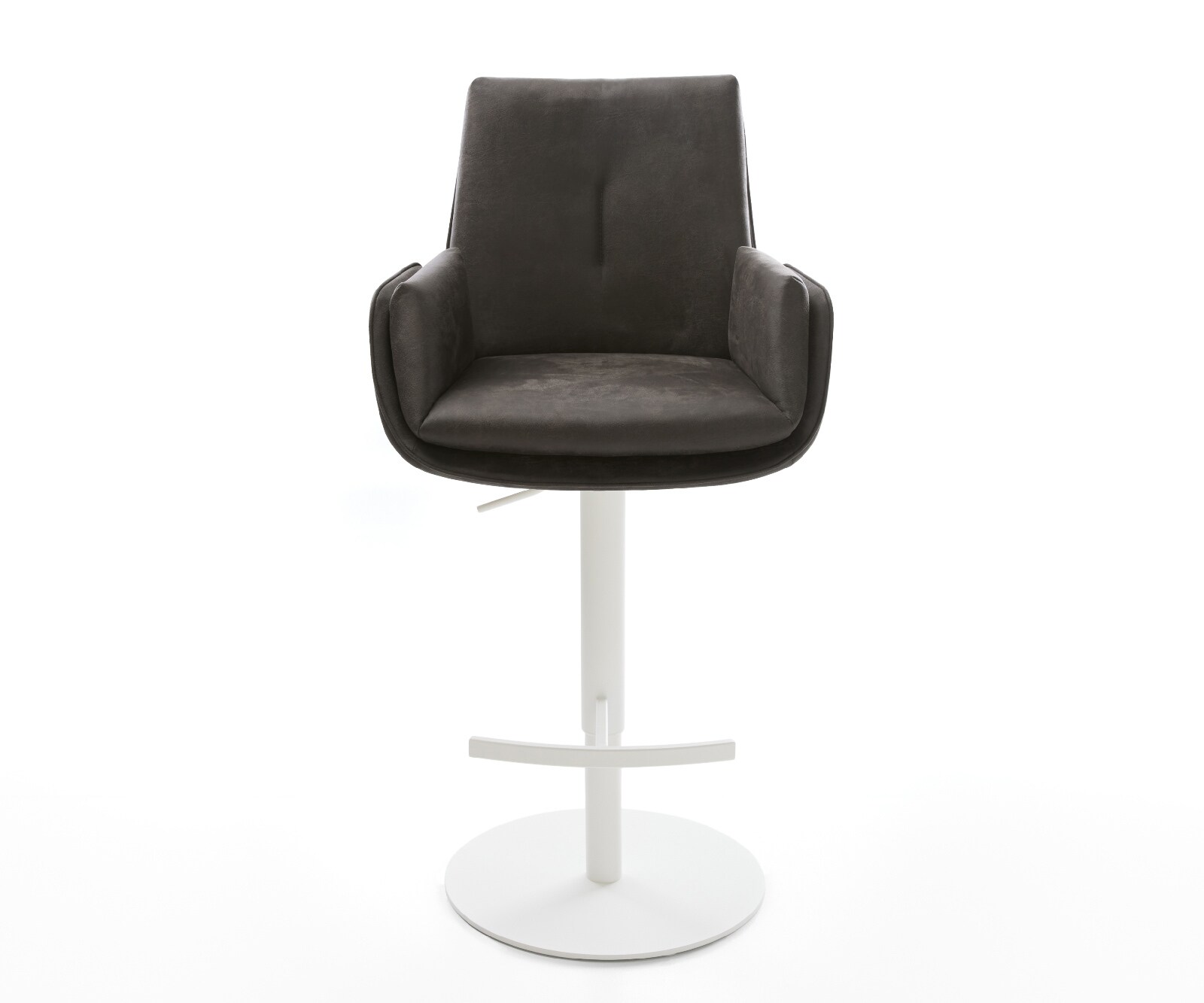 Chaise-de-bar Clea-Flex Microfibre Anthracite vintage Pied pivotant réglable en hauteur blanc Blanc 2