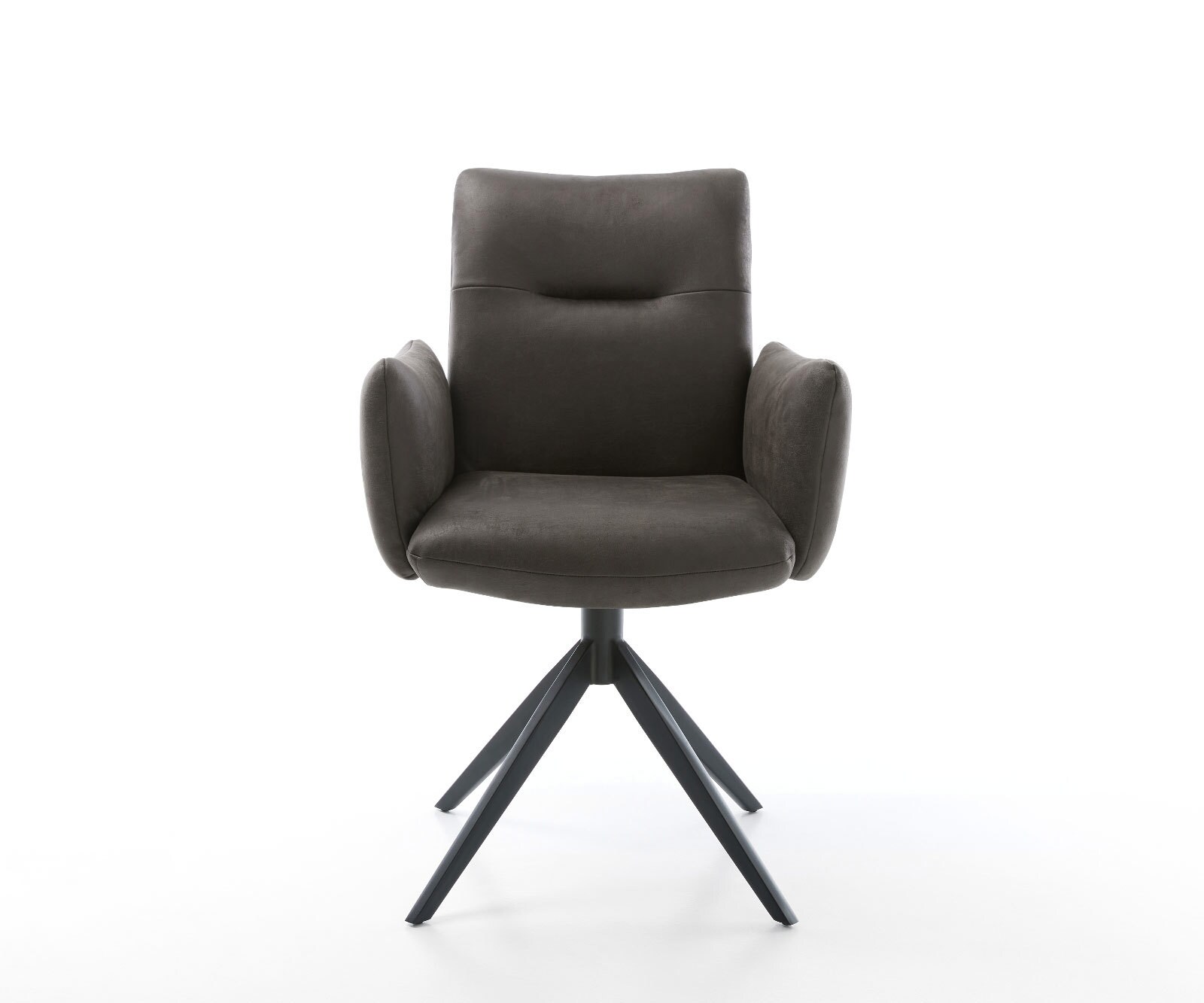 Drehstuhl Jova-Flex mit Armlehnen Mikrofaser Anthrazit Vintage Kreuzgestell breit Schwarz 360° drehbar Wippfunktion Taschenfederkern 2