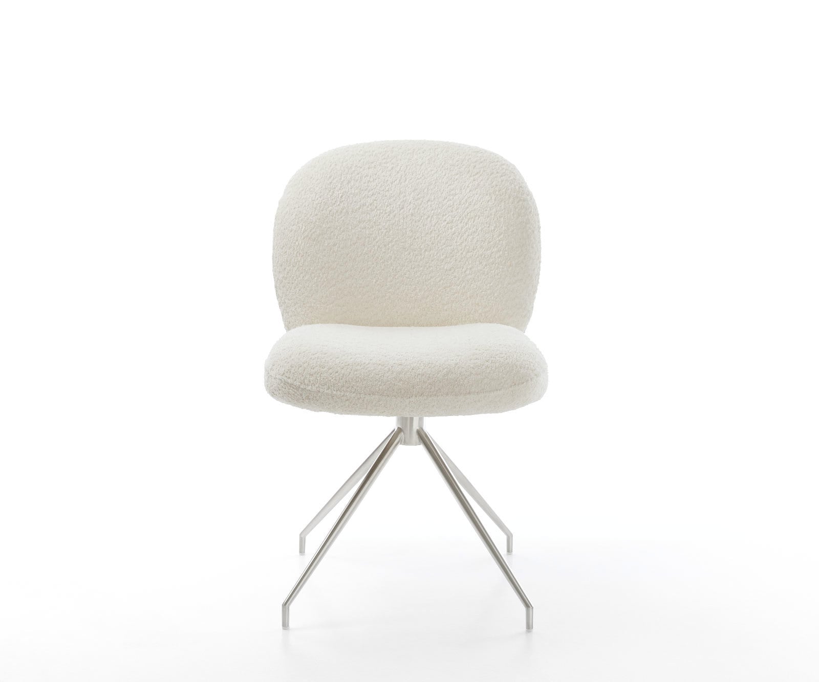 Chaise-pivotante Nube-Flex bouclé blanc pied croisé conique acier inoxydable brossé pivotement sur 180° ressorts ensachés 1 Chaise-pivotante Nube-Flex bouclé blanc pied croisé conique acier inoxydable brossé pivotement sur 180° ressorts ensachés 1