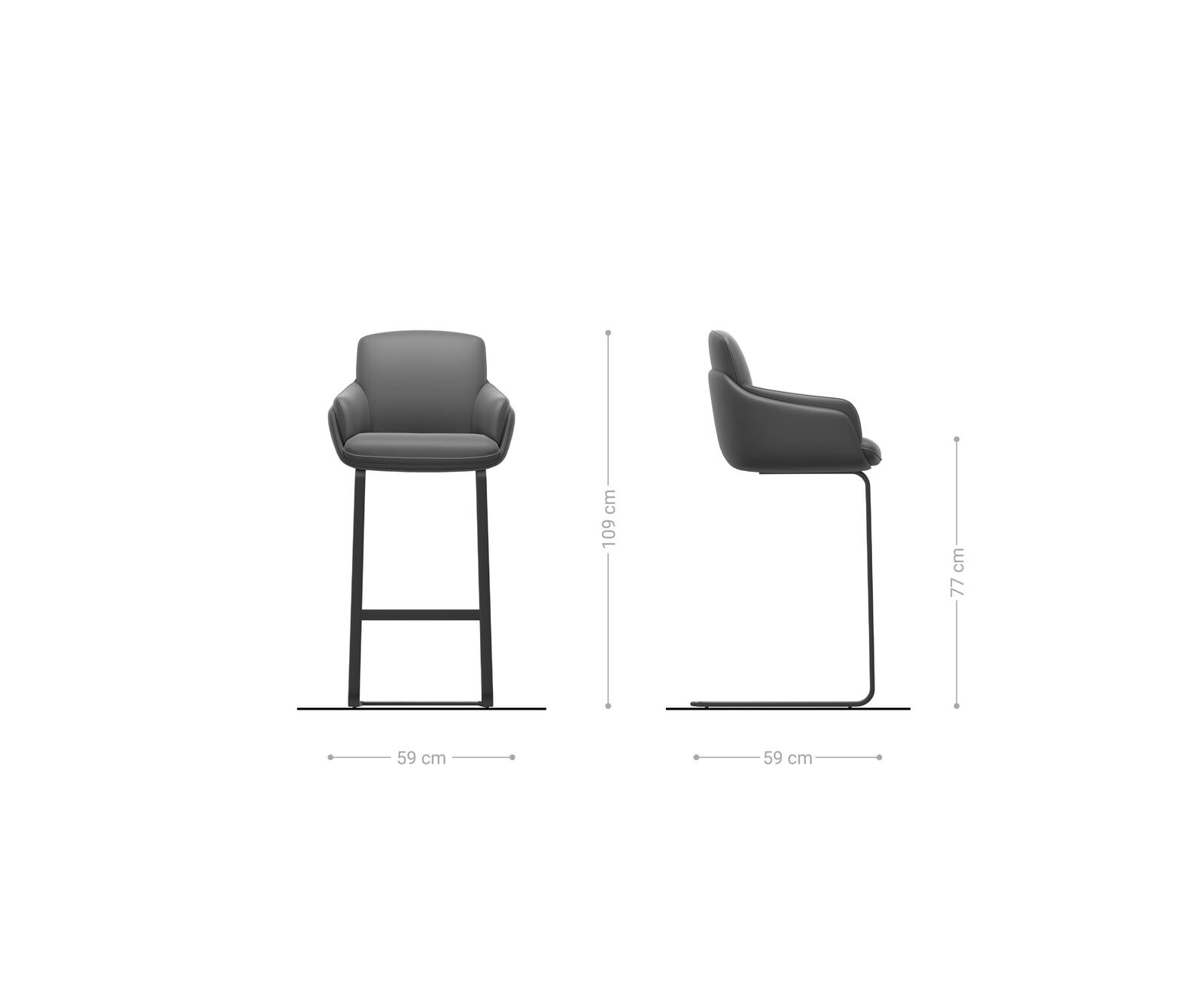 Barstuhl Luan-Flex Materialmix Schlamm Freischwinger Flach Edelstahl Taschenfederkern 6