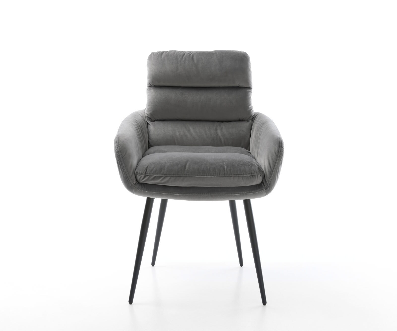 Esszimmerstuhl Abelia-Flex mit Armlehnen Samt Grau 4-Fuß konisch Schwarz 1 Esszimmerstuhl Abelia-Flex mit Armlehnen Samt Grau 4-Fuß konisch Schwarz 1