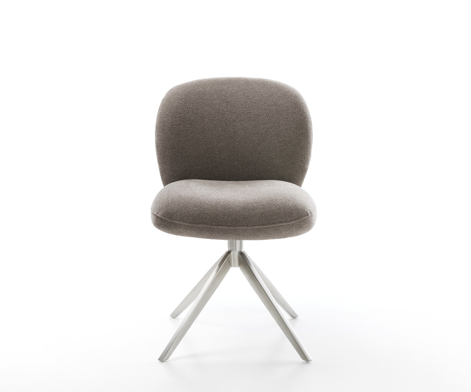 Chaise-pivotante Nube-Flex tissu structuré doux taupe pied croisé large acier inoxydable pivotement sur 360° fonction bascule ressorts ensachés 1