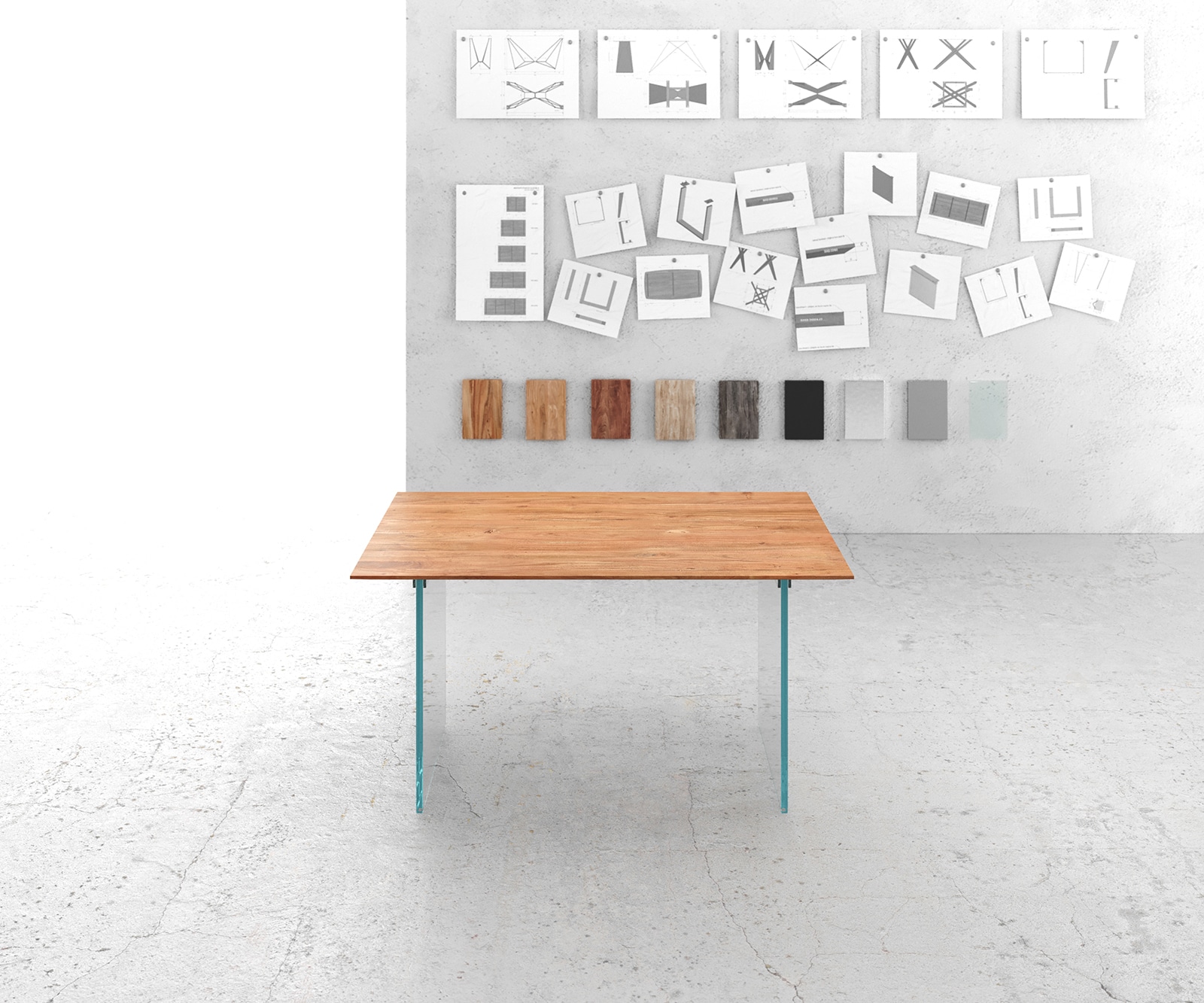 Esstisch Edge 140x90 cm Akazie Natur Gestell Glas Schweizer Kante 1 Esstisch Edge 140x90 cm Akazie Natur Gestell Glas Schweizer Kante 1