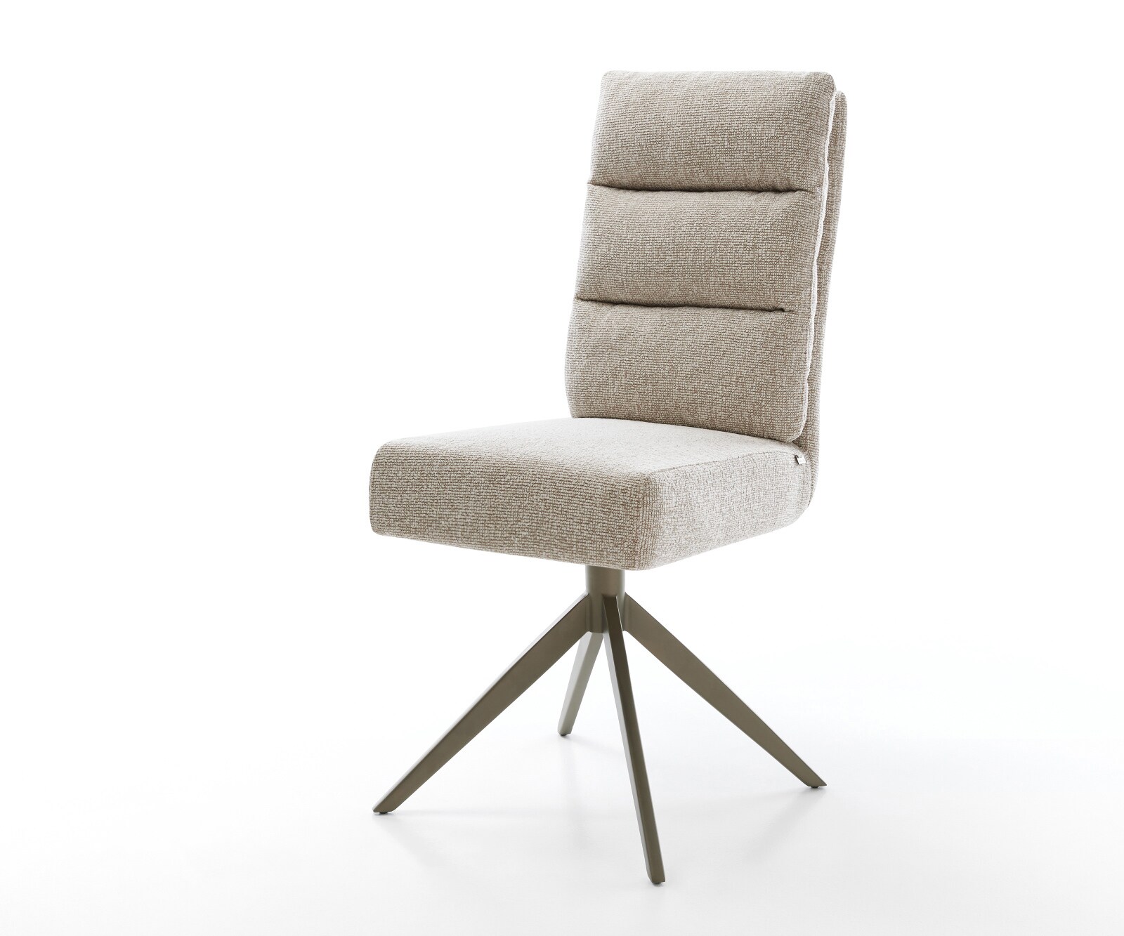 Chaise-pivotante Pela-Flex tissu tissé doux beige pied croisé large aspect titane pivotement sur 360° fonction bascule resorts ensachés 1