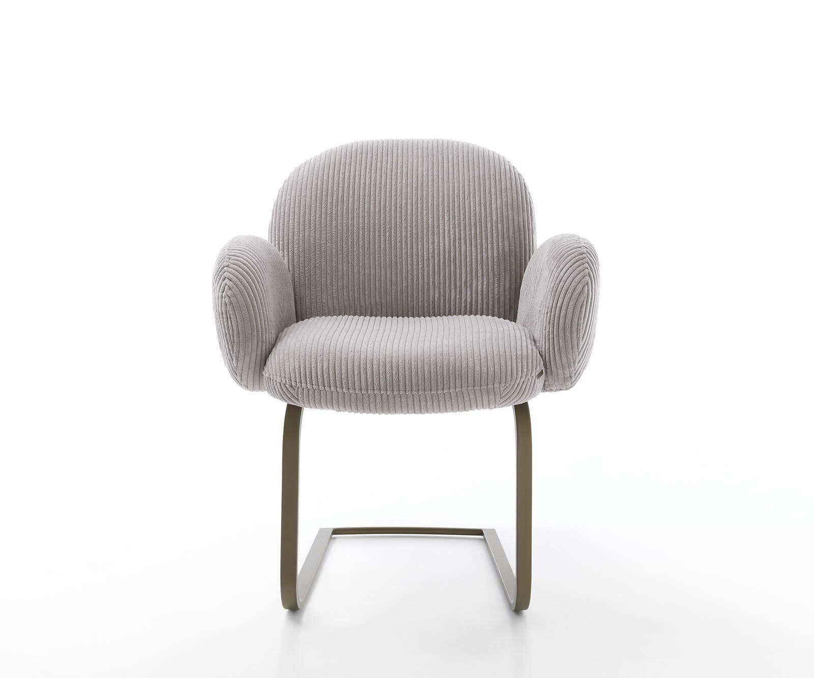 Freischwinger Nube-Flex mit Armlehnen Cord Silbergrau Freischwinger flach Effektfinish Titan Taschenfederkern 2