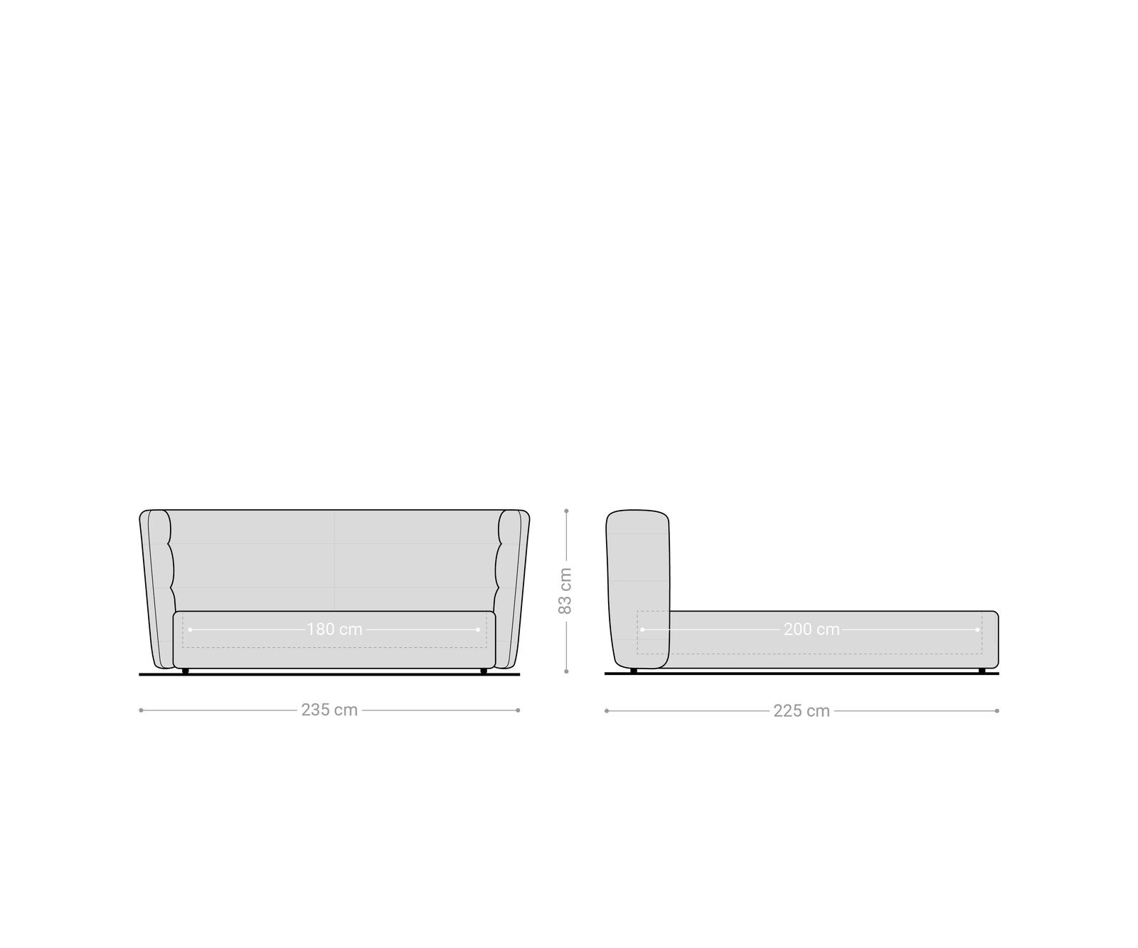 Sommier rembourré Simea 180x200 cm microfibre grise 9