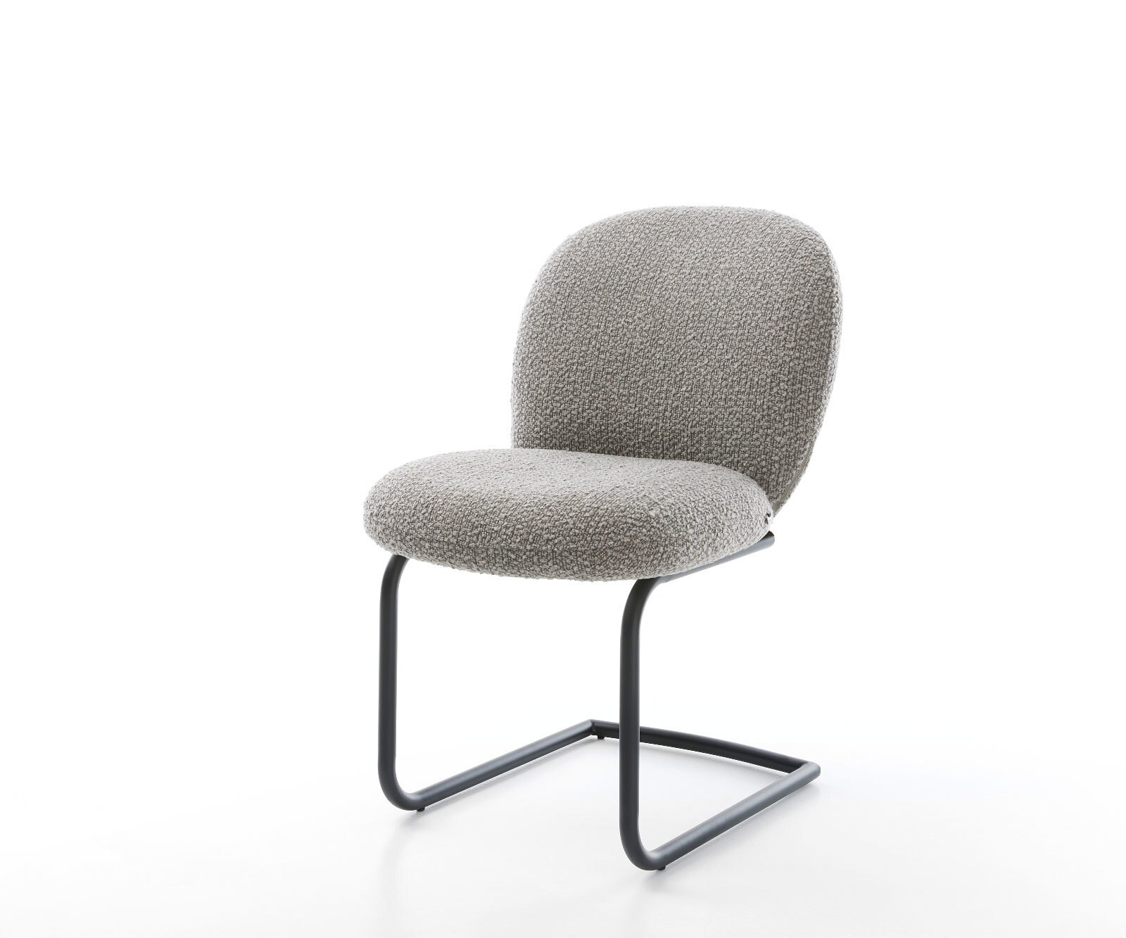 Freischwinger Nube-Flex Bouclé Silbergrau Freischwinger rund Schwarz Taschenfederkern