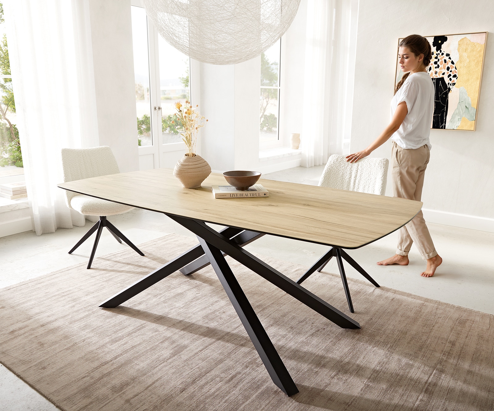 Esstisch Edge Boot 200x100 Keramik Laminam® Sabbia Eichefarbig Kreuzgestell Rechteck Schwarz 3 Esstisch Edge Boot 200x100 Keramik Laminam® Sabbia Eichefarbig Kreuzgestell Rechteck Schwarz 3