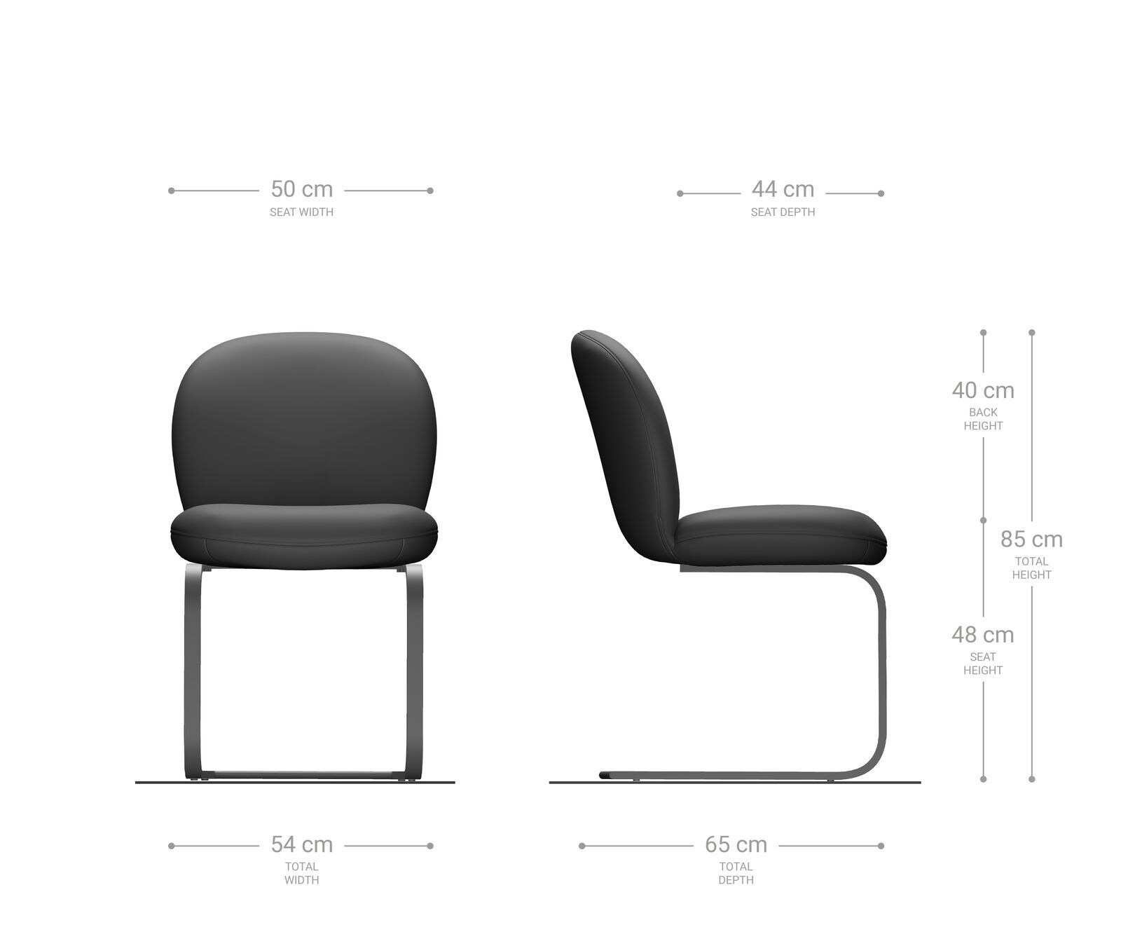 Freischwinger Nube-Flex Echt-Leder Schwarz Freischwinger flach Edelstahl Taschenfederkern 5