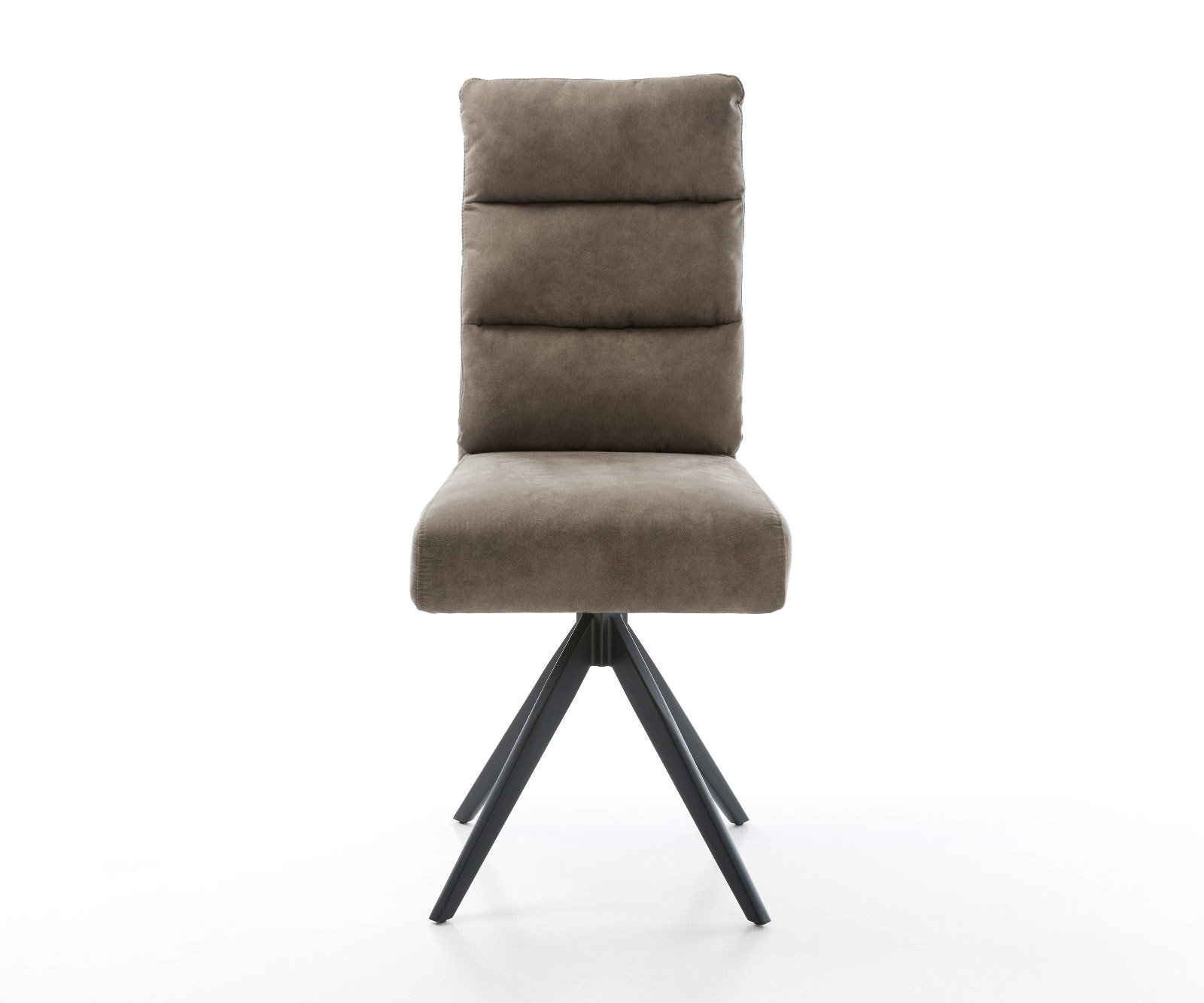 Chaise-de-salle-à-manger Pela-Flex microvelours taupe vintage pied croisé angulaire noir ressorts ensachés 1 Chaise-de-salle-à-manger Pela-Flex microvelours taupe vintage pied croisé angulaire noir ressorts ensachés 1
