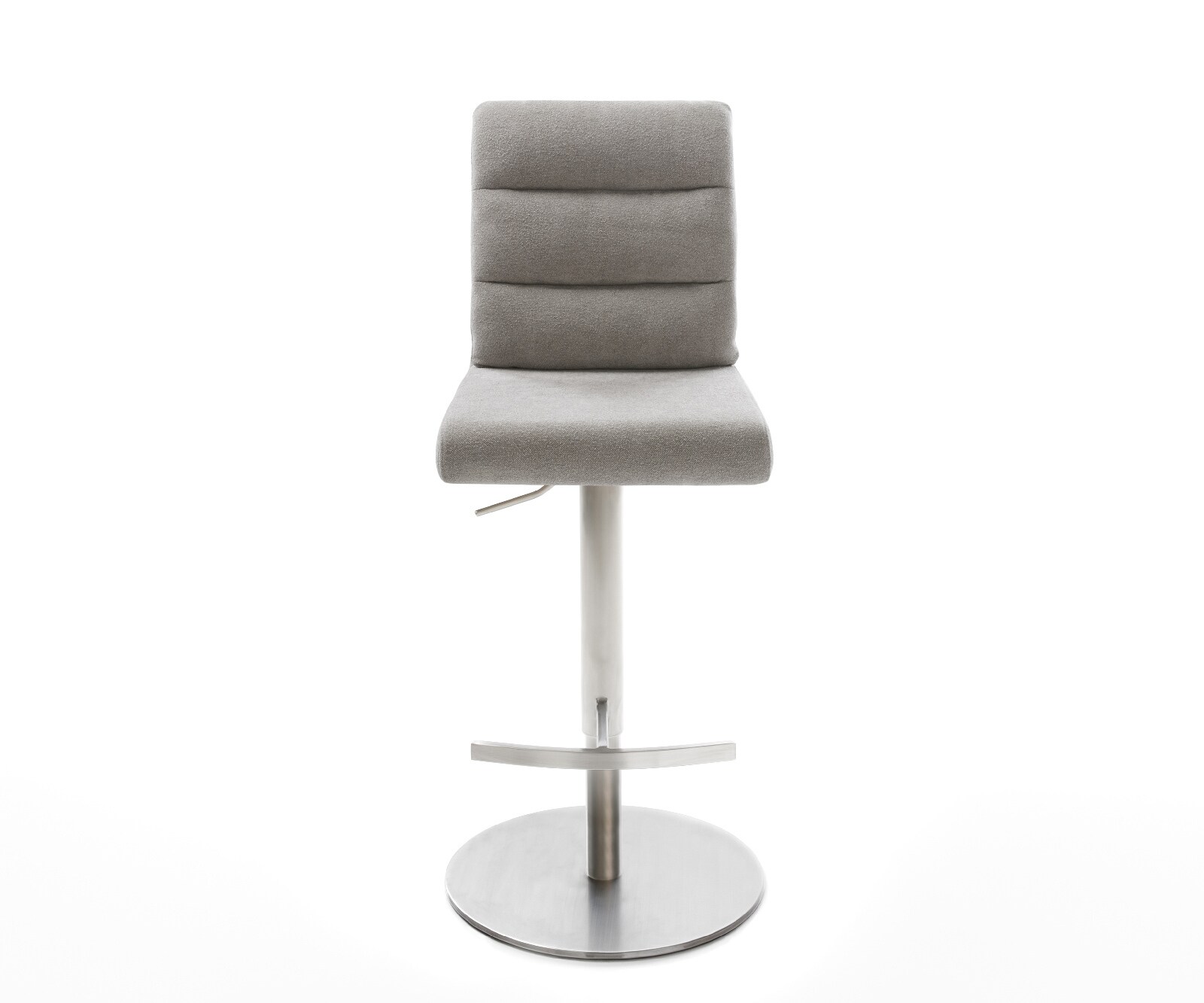 Barstuhl Pela-Flex Strukturstoff Soft Grau Drehfuß höhenverstellbar Edelstahl Silberfarben 2