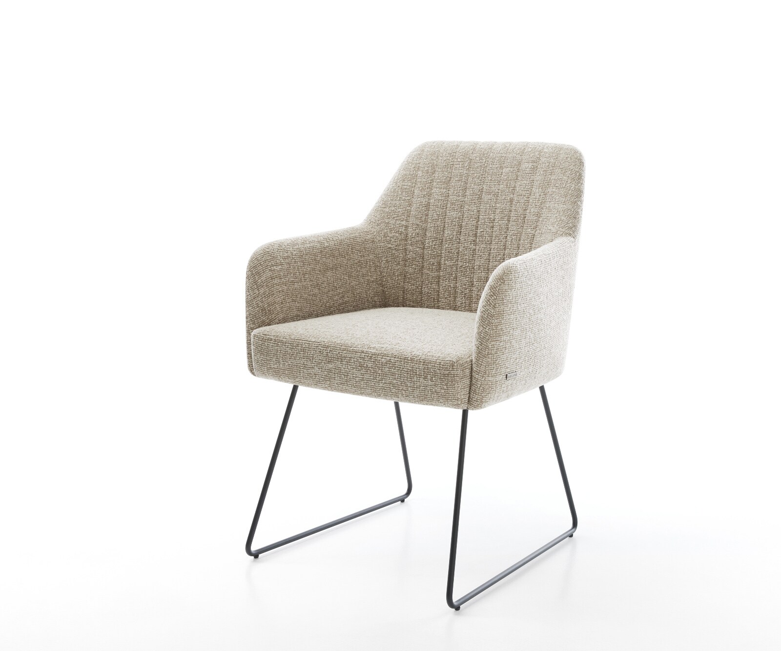 Chaise-de-salle-à-manger Greg-Flex tissu tissé doux beige pied trapèze noir resorts ensachés 1