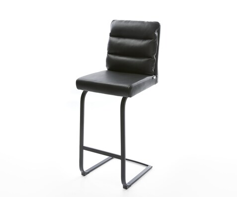 Chaise-de-bar Pela-Flex cuir véritable noir chaise cantilever métal plat