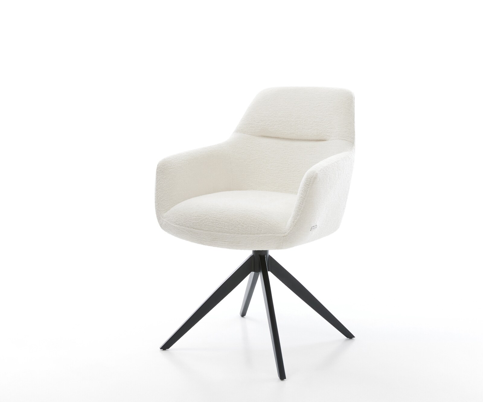 Drehstuhl Pejo-Flex Bouclé Soft Beige Kreuzgestell breit Schwarz 360° drehbar Wippfunktion Taschenfederkern 1