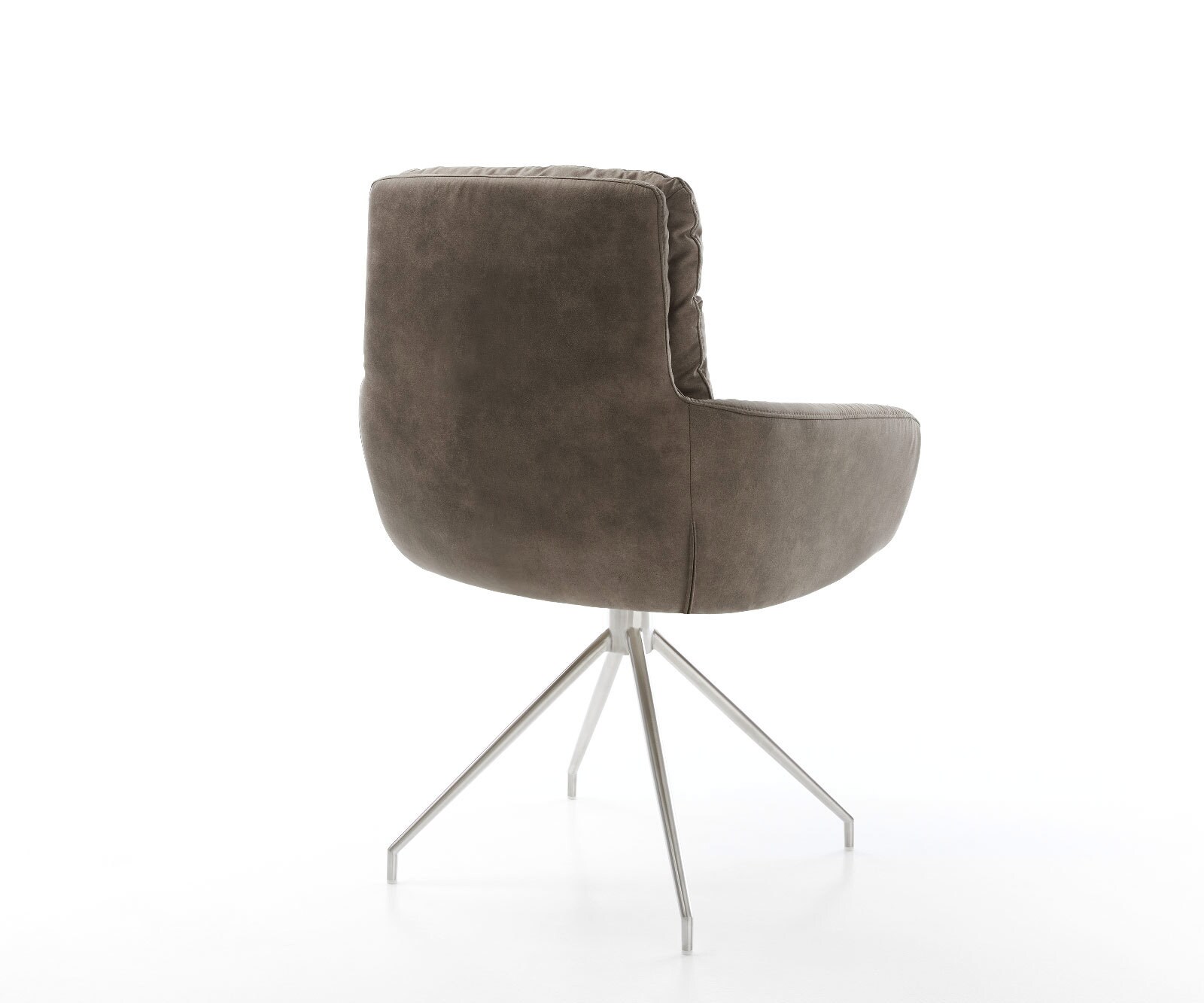 Esszimmerstuhl Abelia-Flex mit Armlehnen Mikrofaser Taupe Vintage Kreuzgestell konisch Edelstahl 4