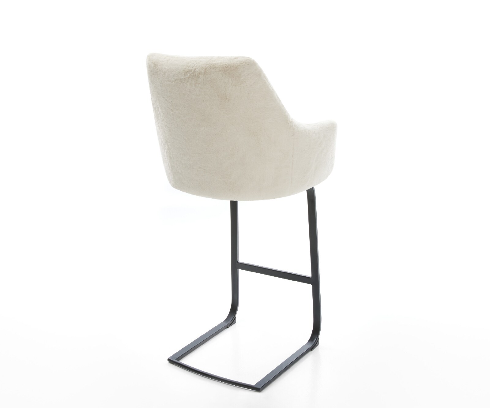 Chaise-de-bar Alja-Flex Peluche Crème-blanc Pied cantilever plat noir Noir Ressort ensaché 5