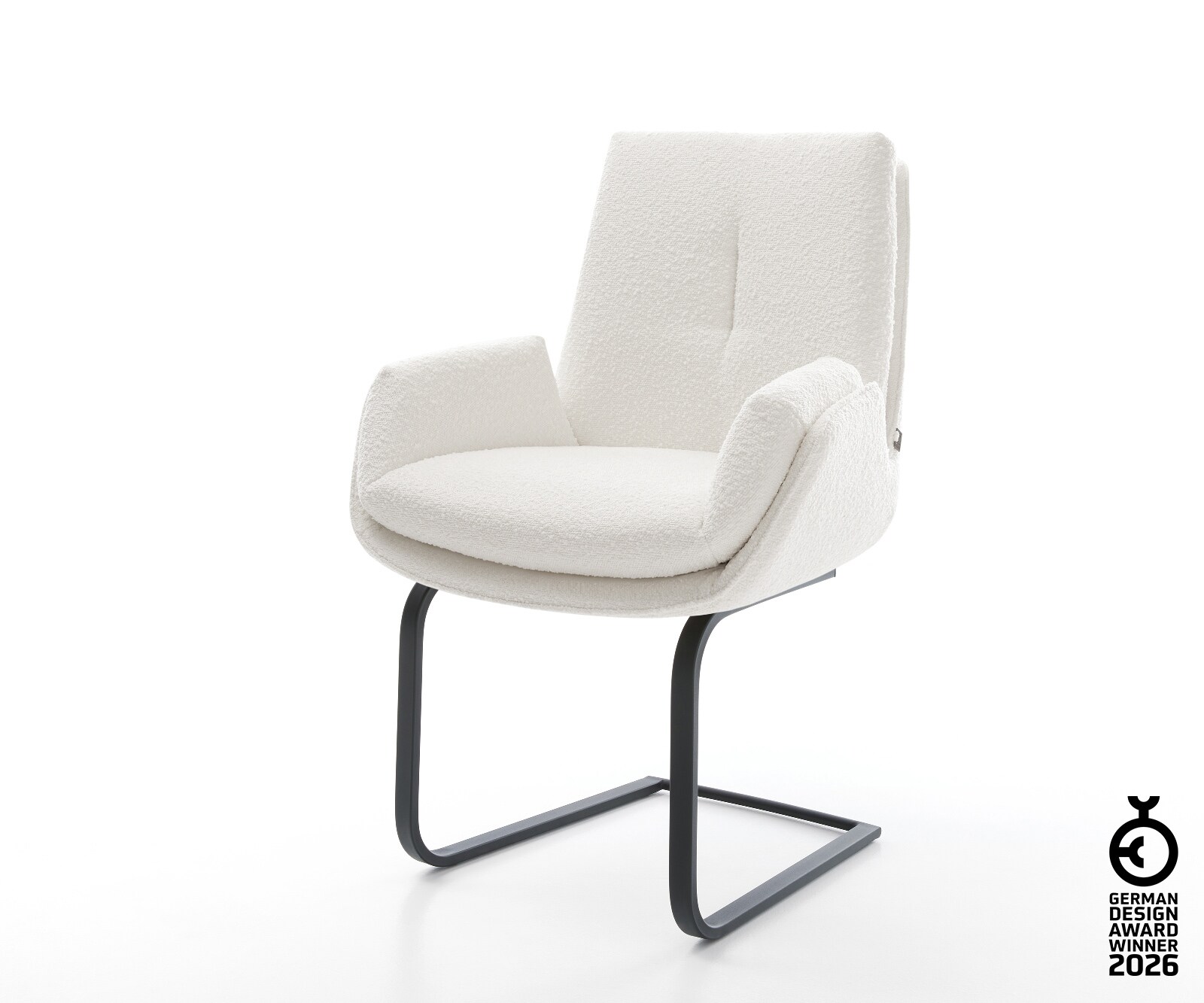 Cantilever Clea-Flex bouclé crème-blanc pied cantilever plat noir