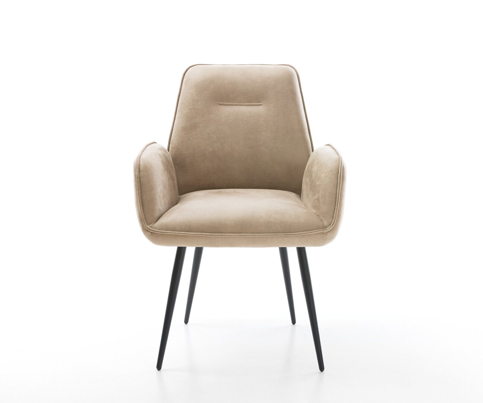 Chaise-de-salle-à-manger Zoa-Flex microvelours beige vintage 4 pieds coniques noir ressorts ensachés 1