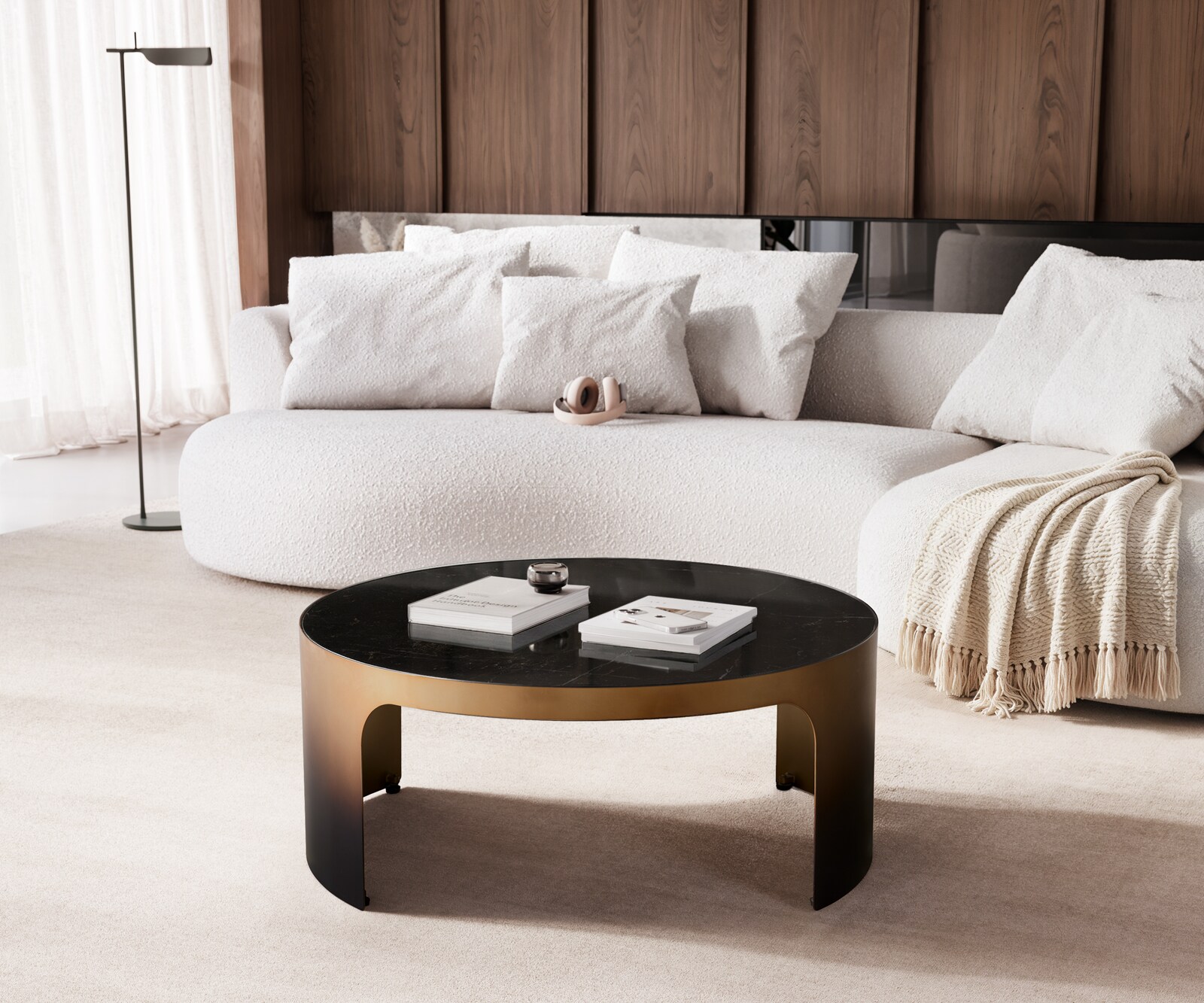 Couchtisch Alerio 90x90 cm Marmor Schwarz Silber Metall Gold Ombre 4