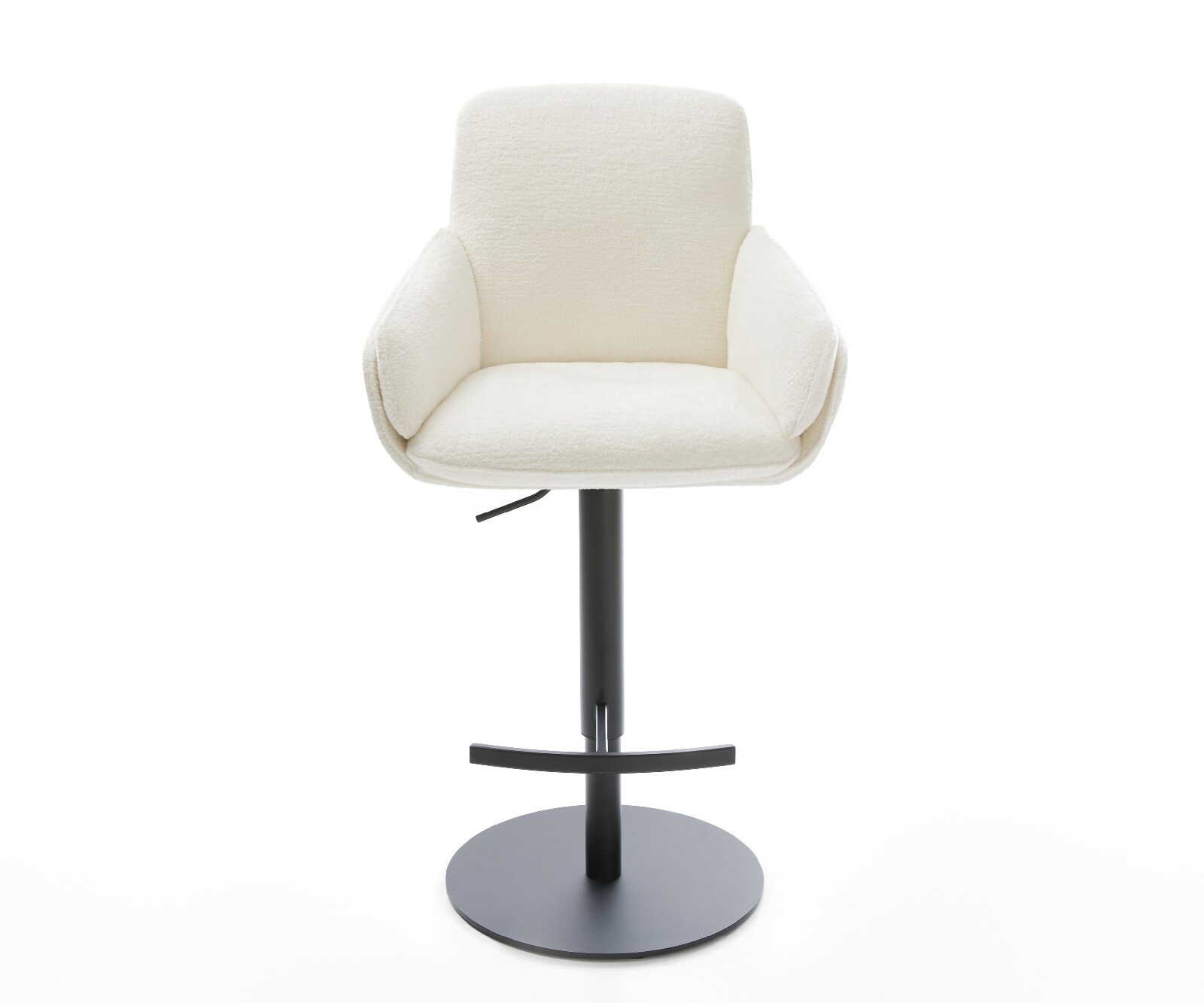 Chaise-de-bar Luan-Flex Bouclé doux Beige Pied pivotant réglable en hauteur Noir Noir 2