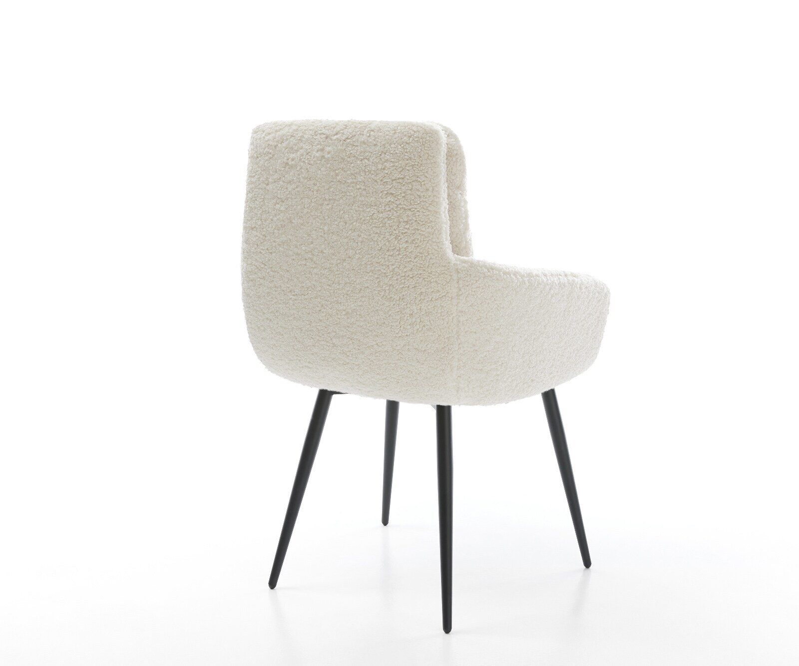 Chaise-de-salle-à-manger Abelia-Flex avec accoudoirs tissu teddy beige 4 pieds coniques noir 4