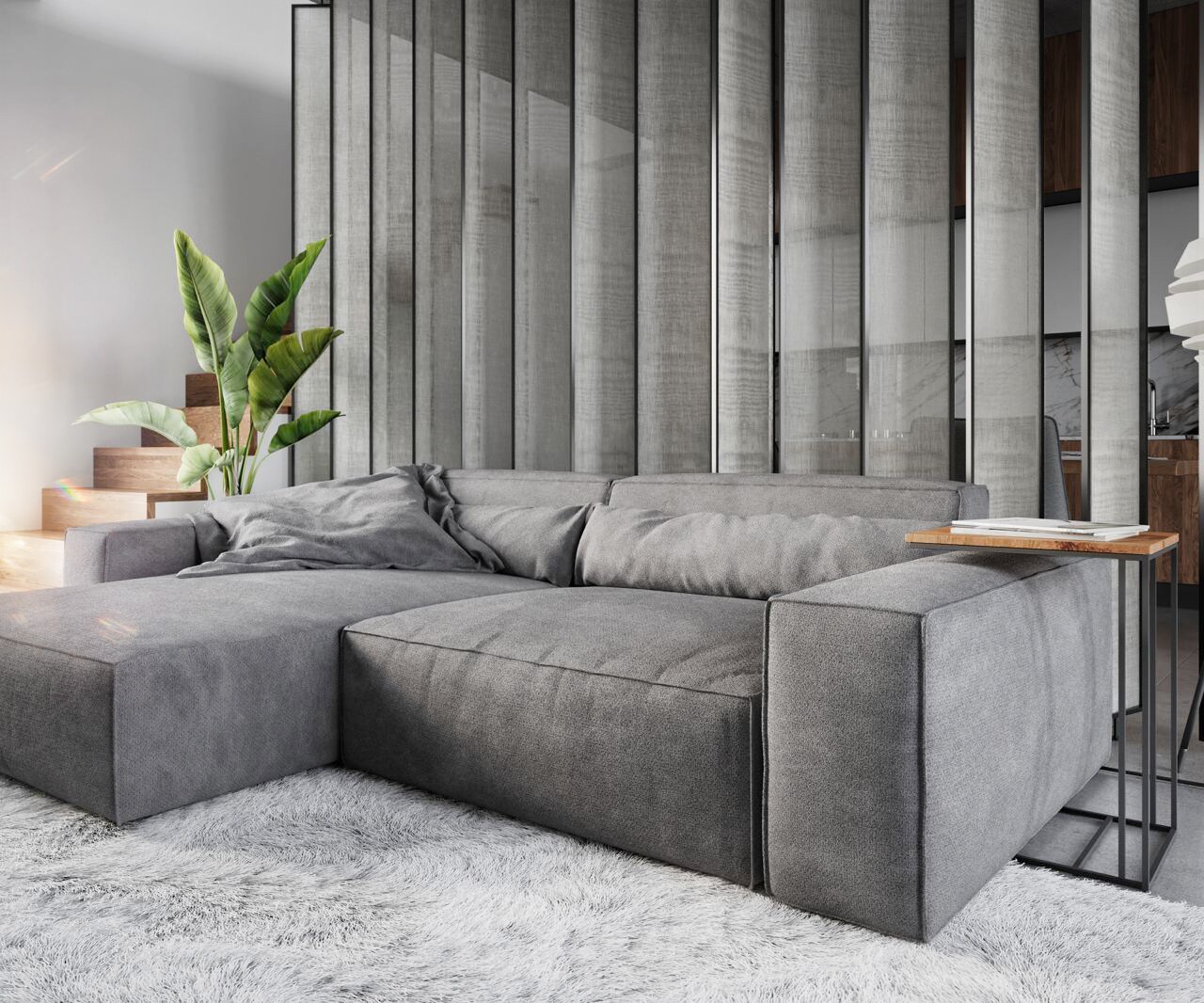 Ecksofa Sirpio XL 270x170 cm Mikrofaser Taupe Recamiere variabel mit Hocker 4