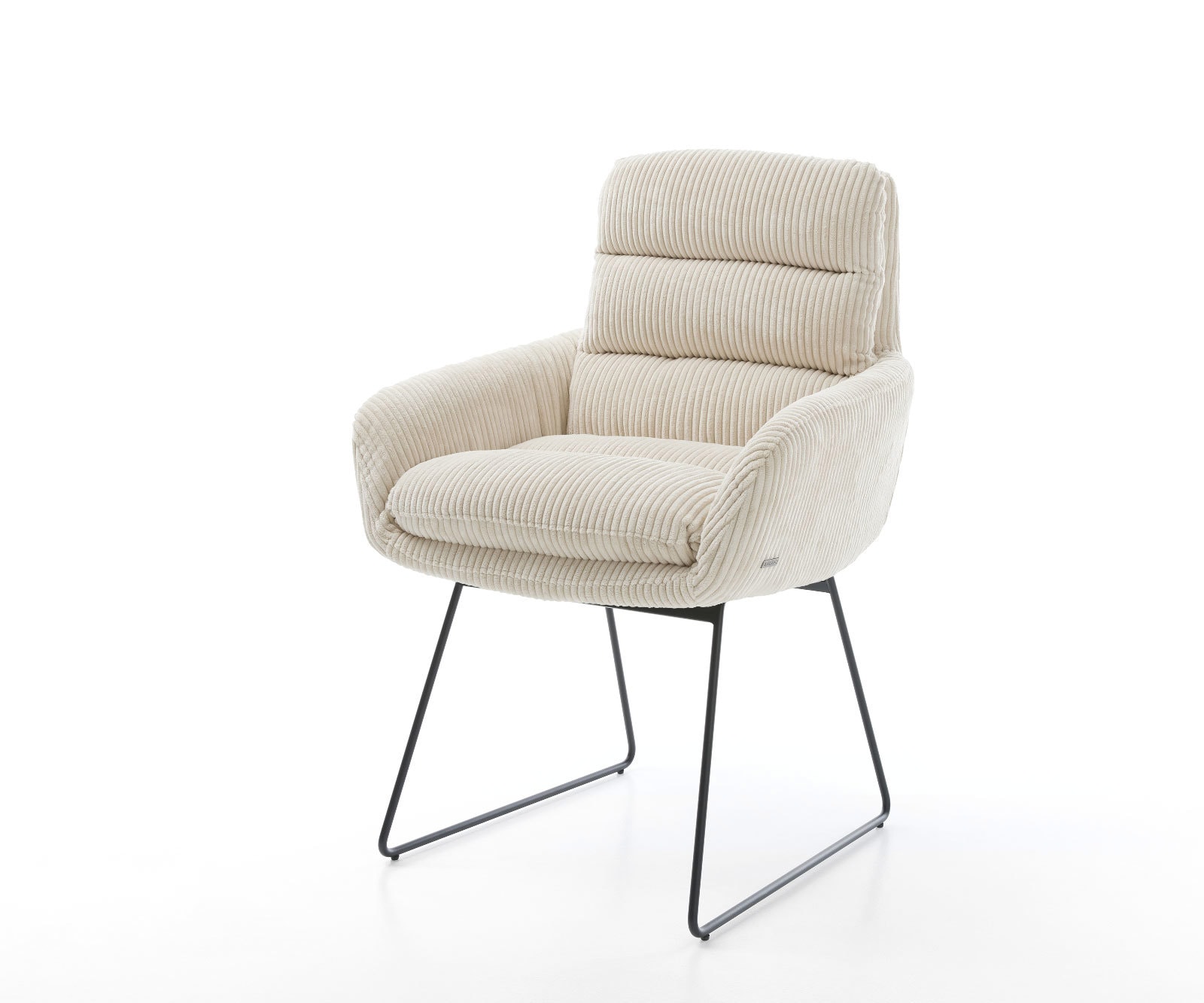 Esszimmerstuhl Abelia-Flex mit Armlehnen Cord Beige Kufengestell Schwarz Esszimmerstuhl Abelia-Flex mit Armlehnen Cord Beige Kufengestell Schwarz