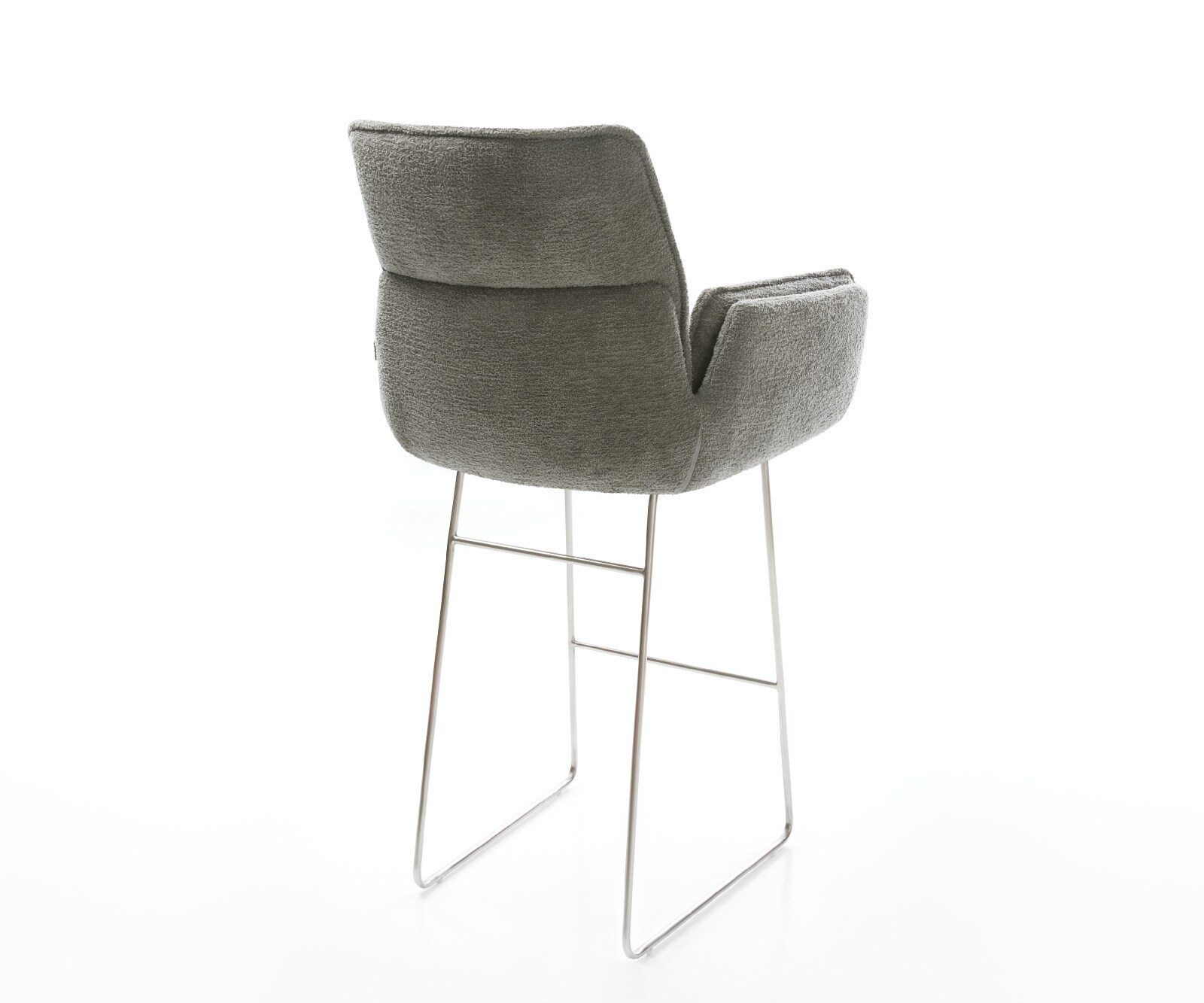 Barstuhl Nela-Flex Bouclé Soft Schlamm Kufengestell Edelstahl Silberfarben 5