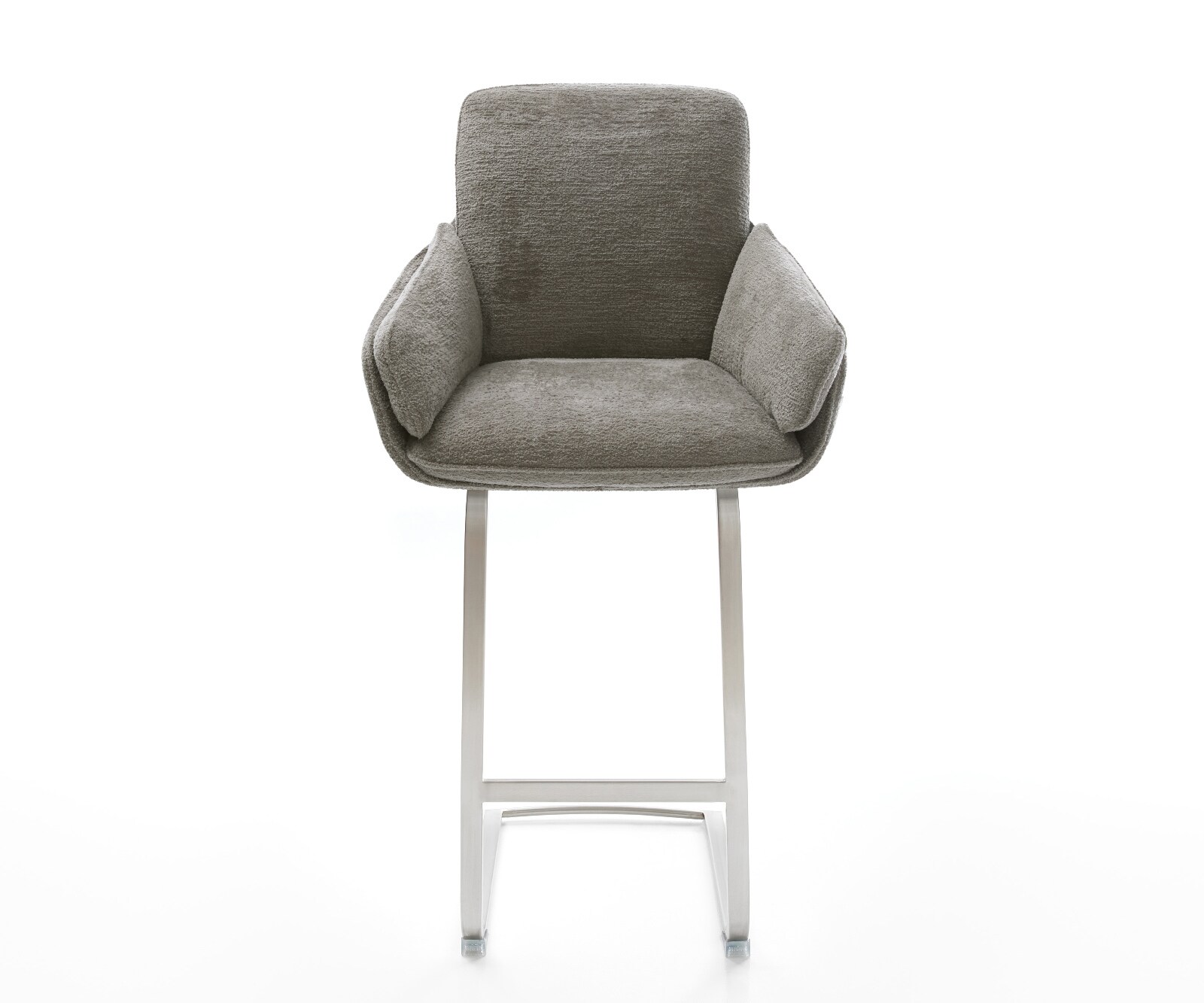 Barstuhl Luan-Flex Bouclé Soft Schlamm Freischwinger Flach Edelstahl Silberfarben 2