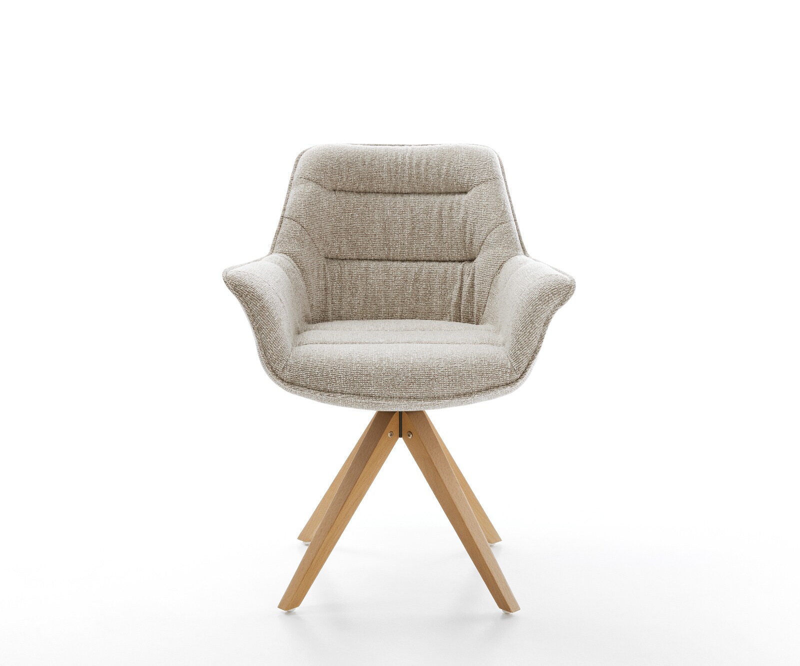 Drehstuhl Kaira-Flex Webstoff Soft Beige Holzgestell kantig Natur 180° drehbar 1
