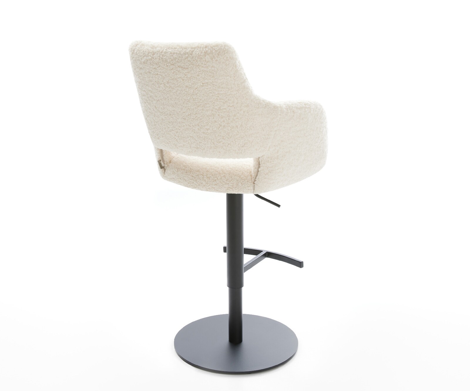 Chaise-de-bar Yago-Flex Tissu teddy Beige Pied pivotant réglable en hauteur Noir Noir Ressort ensaché 4