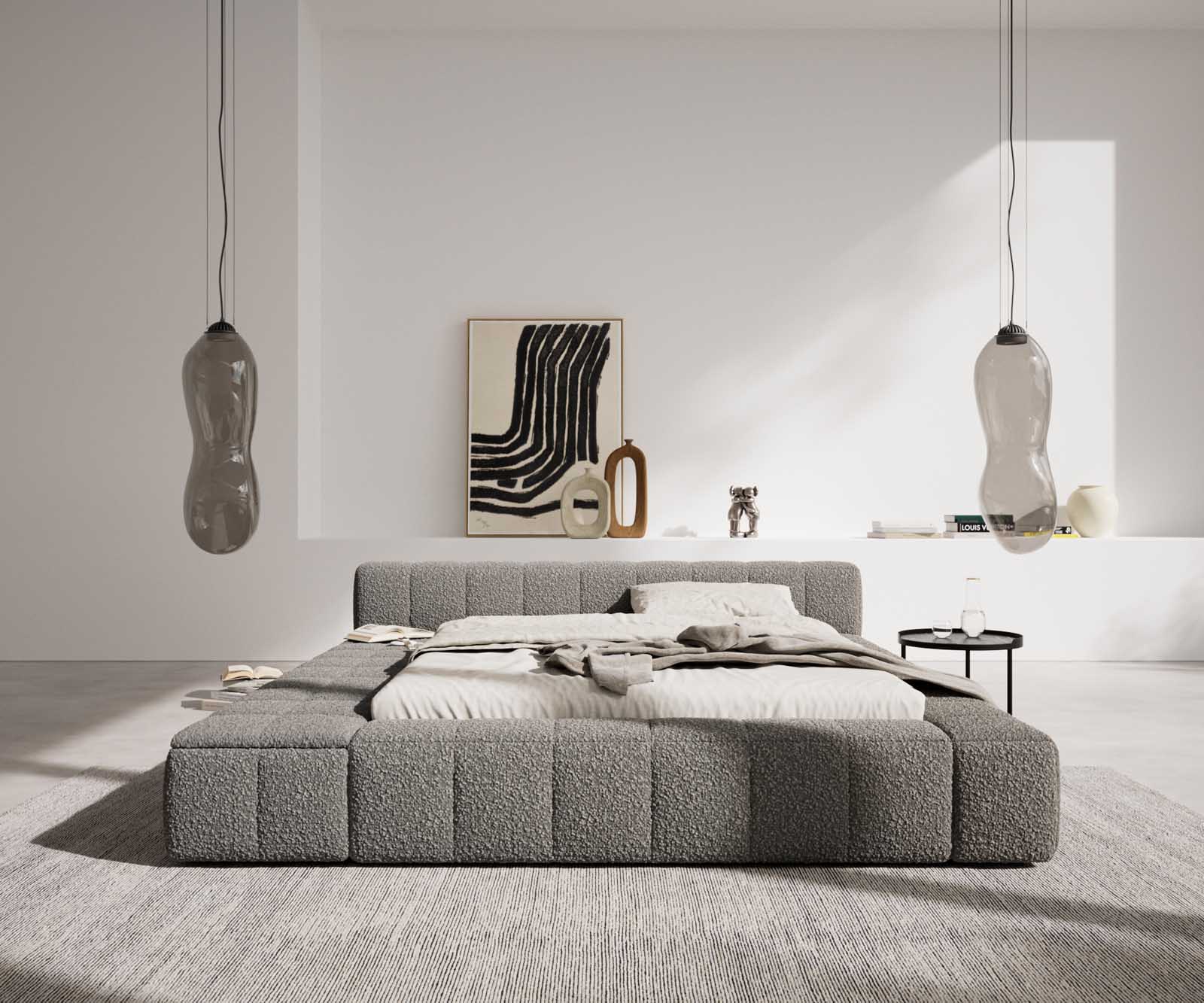 Polsterbettgestell Espazio 140x200 cm Bouclé Silbergrau mit Stauraum 3 Polsterbettgestell Espazio 140x200 cm Bouclé Silbergrau mit Stauraum 3