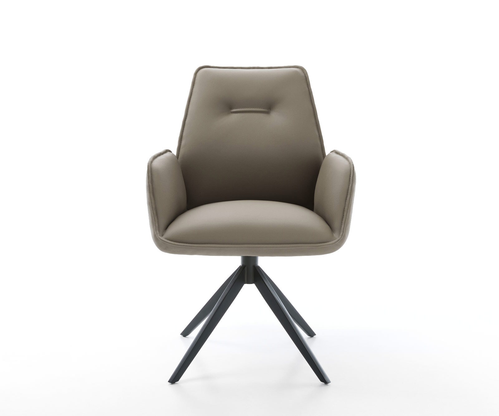 Chaise-de-salle-à-manger Zoa-Flex cuir de vache couleur boue pied croisé large noir ressorts ensachés 1