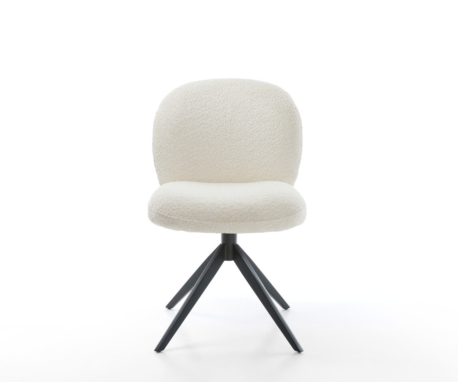 Drehstuhl Nube-Flex Bouclé Weiß Kreuzgestell breit Schwarz 360° drehbar Wippfunktion Taschenfederkern 1