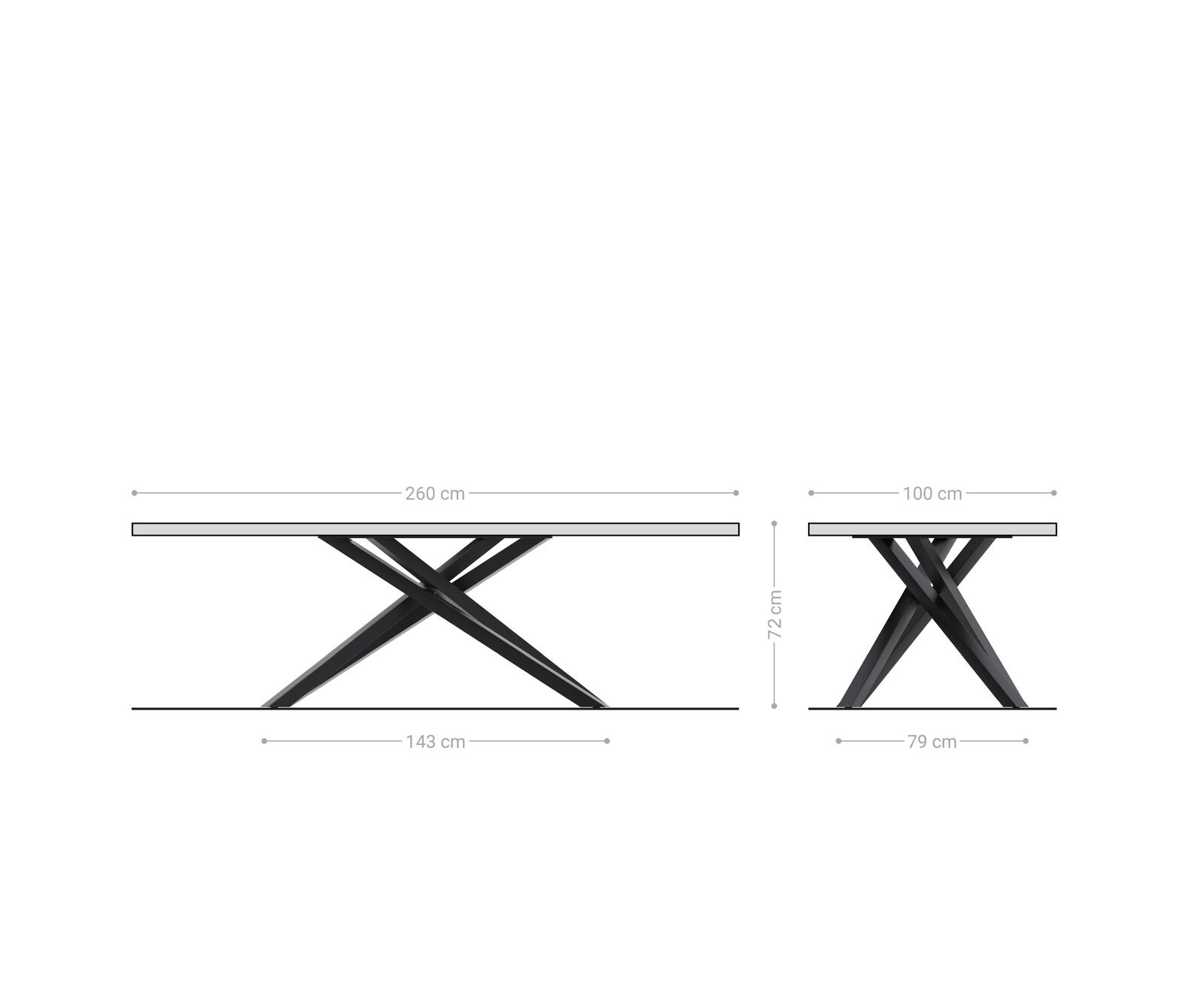 Esstisch Edge 260x100x2,5-3 Eiche Natur Kreuzgestell Rechteck Edelstahl Live-Edge 9
