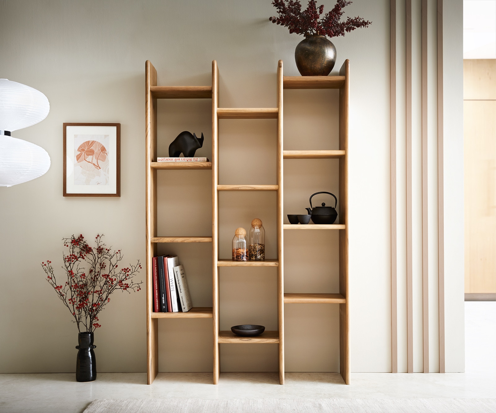Bibliothèque Tizi 110x175 cm acacia naturel 1 Bibliothèque Tizi 110x175 cm acacia naturel 1