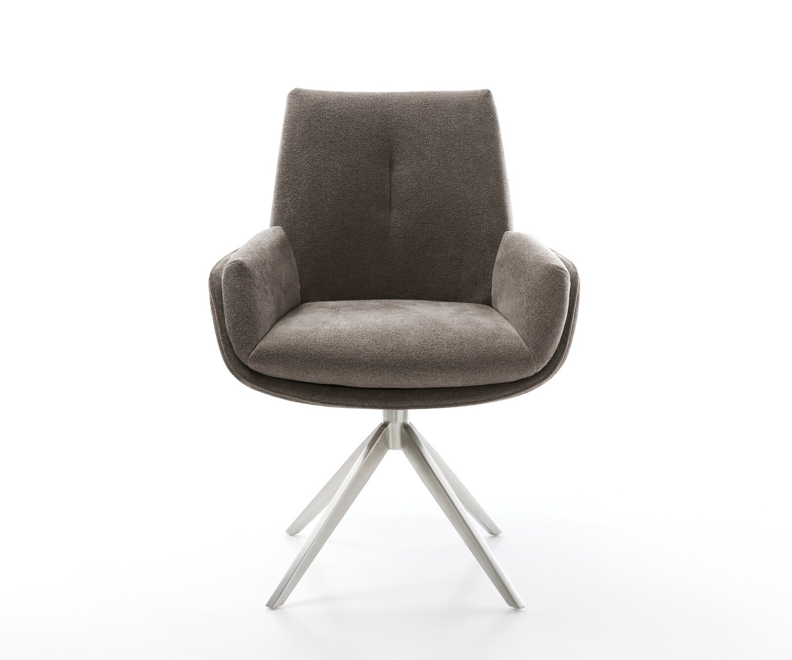 Drehstuhl Clea-Flex Strukturstoff Soft Taupe Kreuzgestell breit Edelstahl 360° drehbar Wippfunktion 1