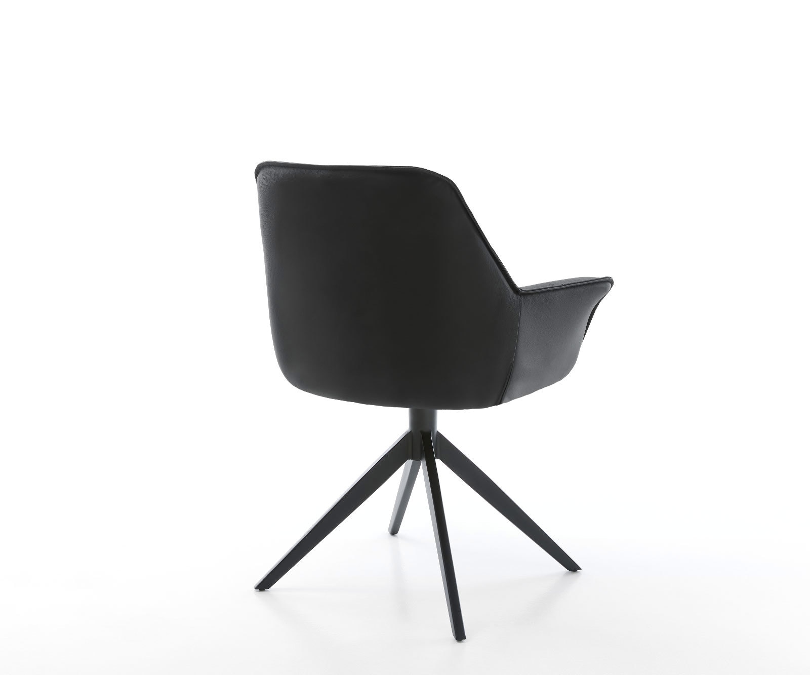 Esszimmerstuhl Kaira-Flex Echt-Leder Schwarz Kreuzgestell breit Schwarz 5