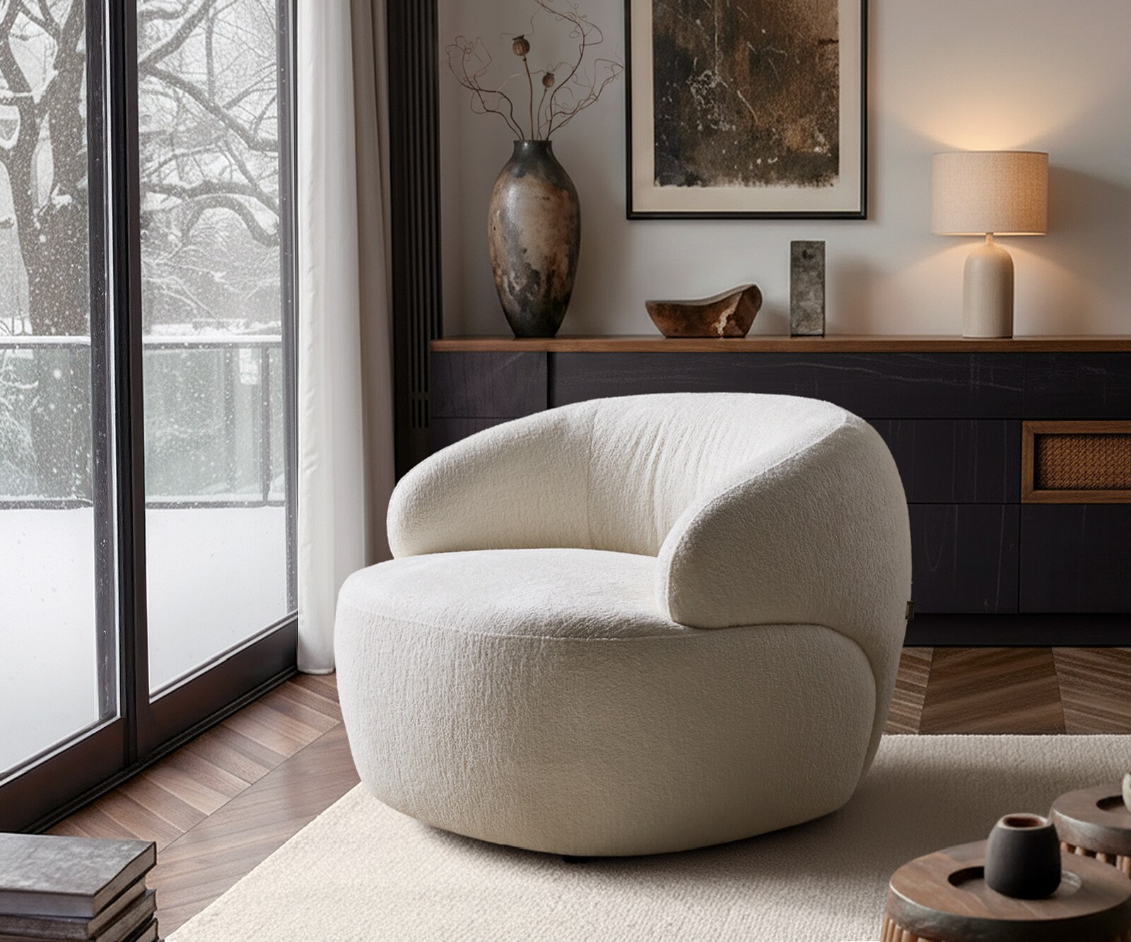 Loungesessel Nova 88x88 cm Bouclé Soft Beige
