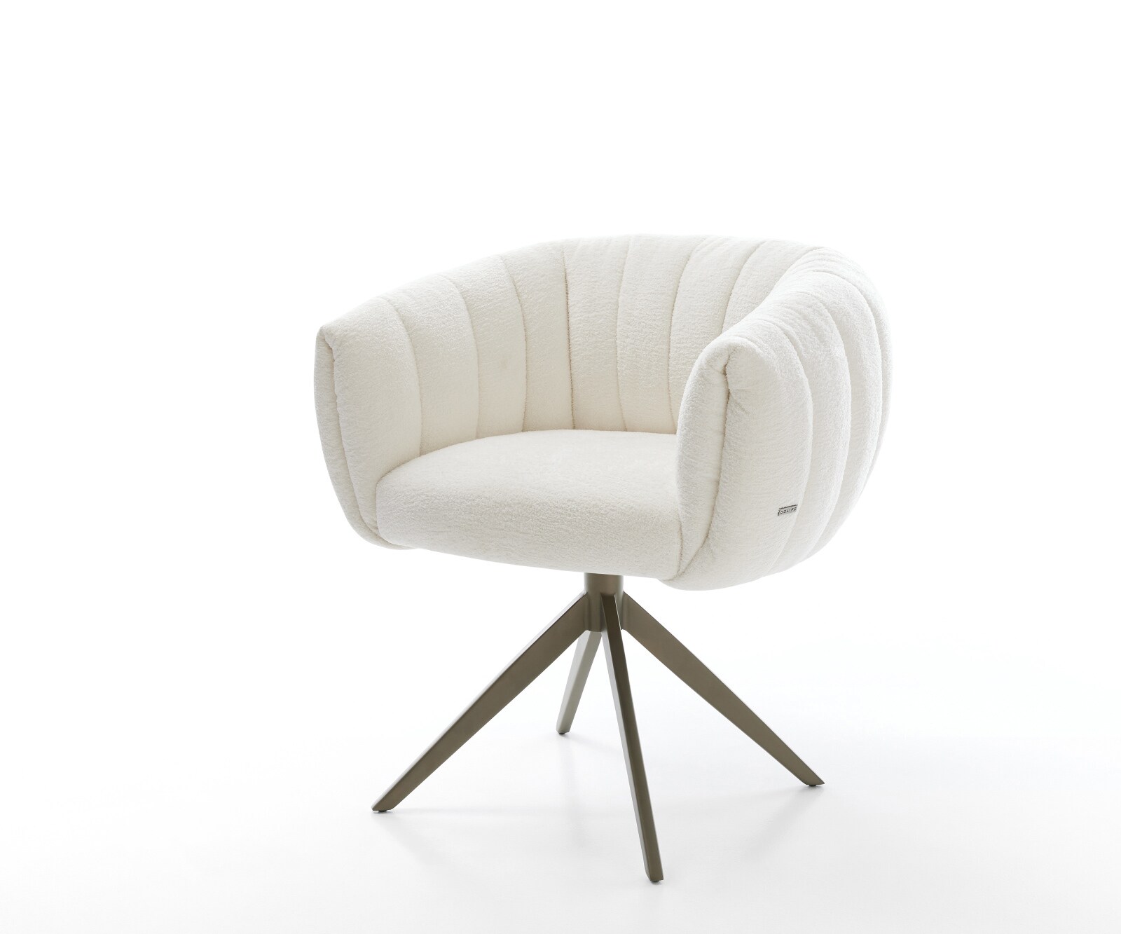 Drehstuhl Jada-Flex Bouclé Soft Beige Kreuzgestell breit Effektfinish Titan 360° drehbar Wippfunktion Taschenfederkern