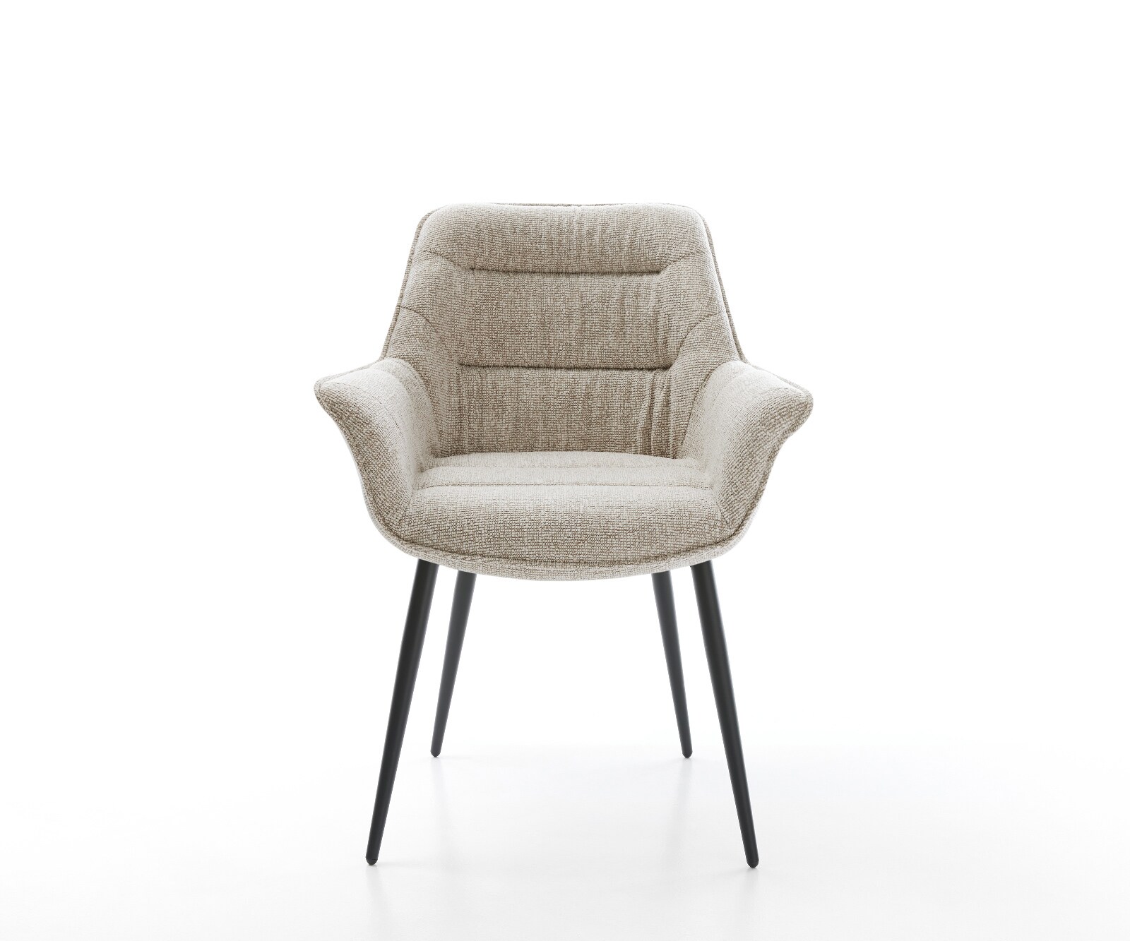Esszimmerstuhl Kaira-Flex Webstoff Soft Beige 4-Fuß konisch Schwarz 1