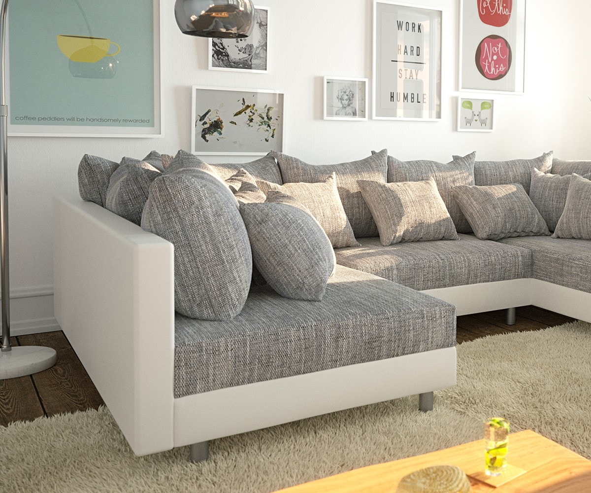 Canapé Clovis blanc gris clair canapé modulaire  accoudoir salon 4