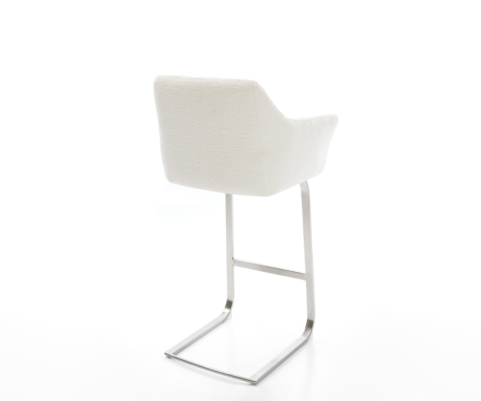 Chaise-de-bar Yulo-Flex Bouclé doux Beige Pied cantilever acier inoxydable Argent 5